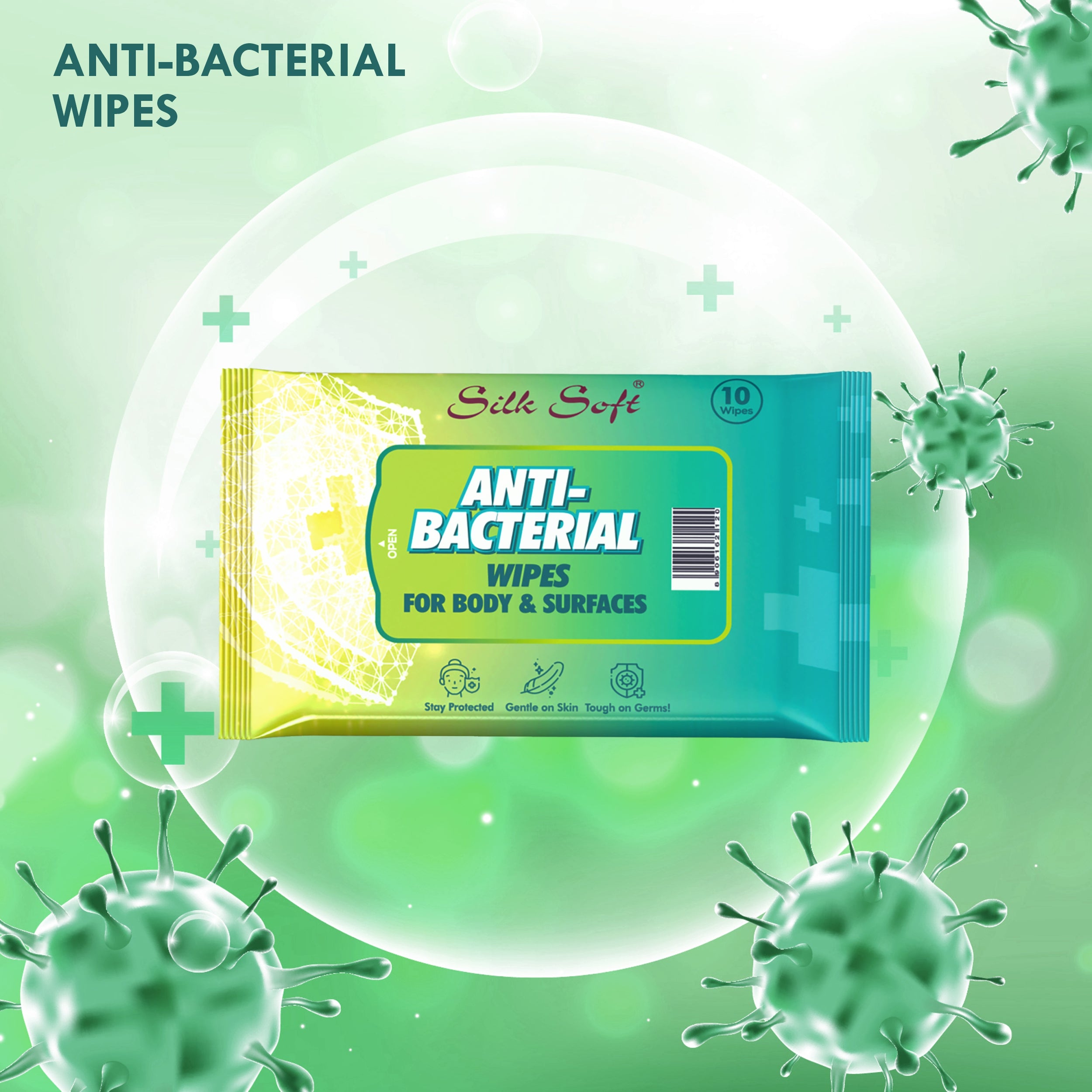 Antibacterial Wet Wipes – 10 Wipes Silk Soft