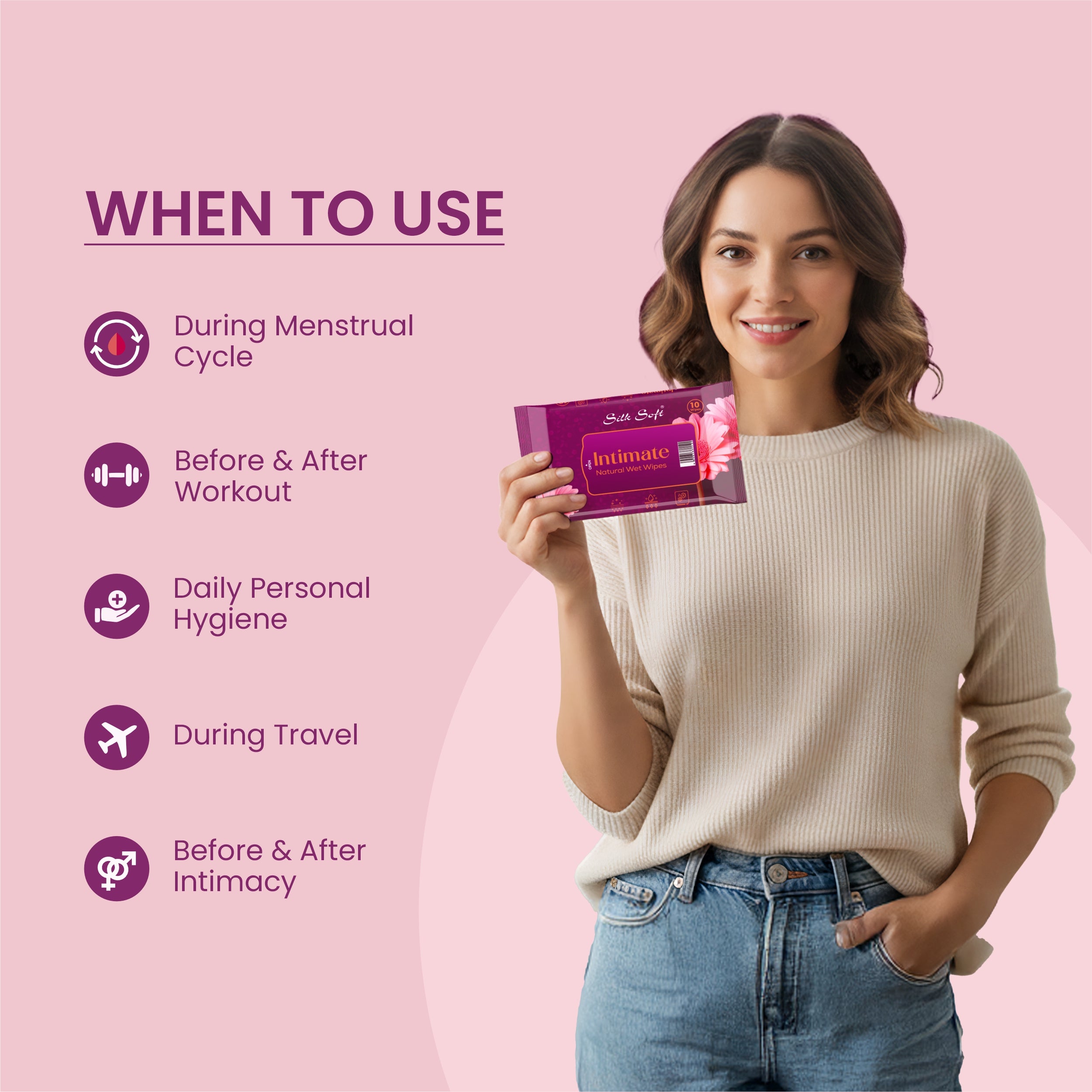 Intimate Wipes - 10 Wipes Silk Soft