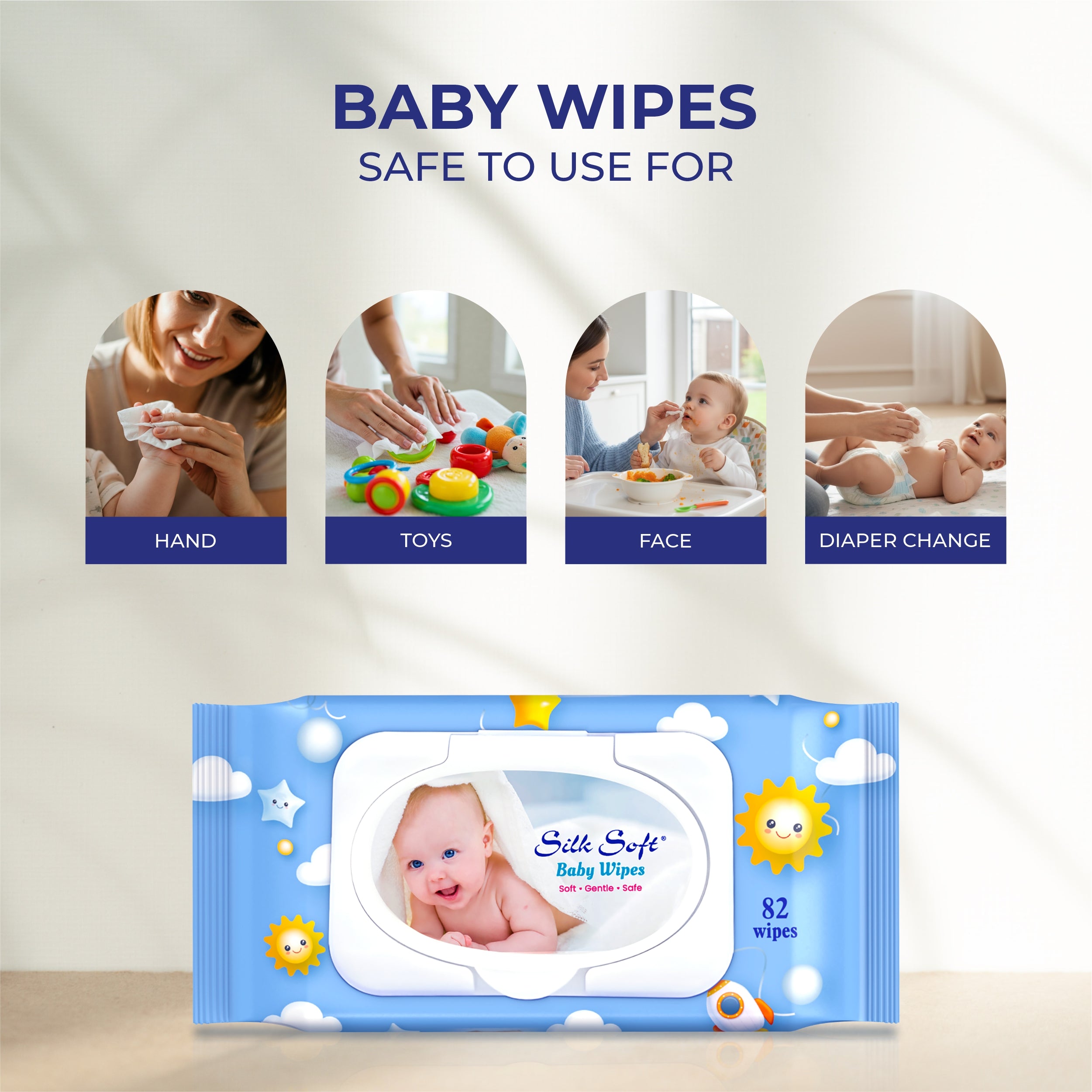 Baby Wet Wipes with Lid - 82 Wipes Silk Soft