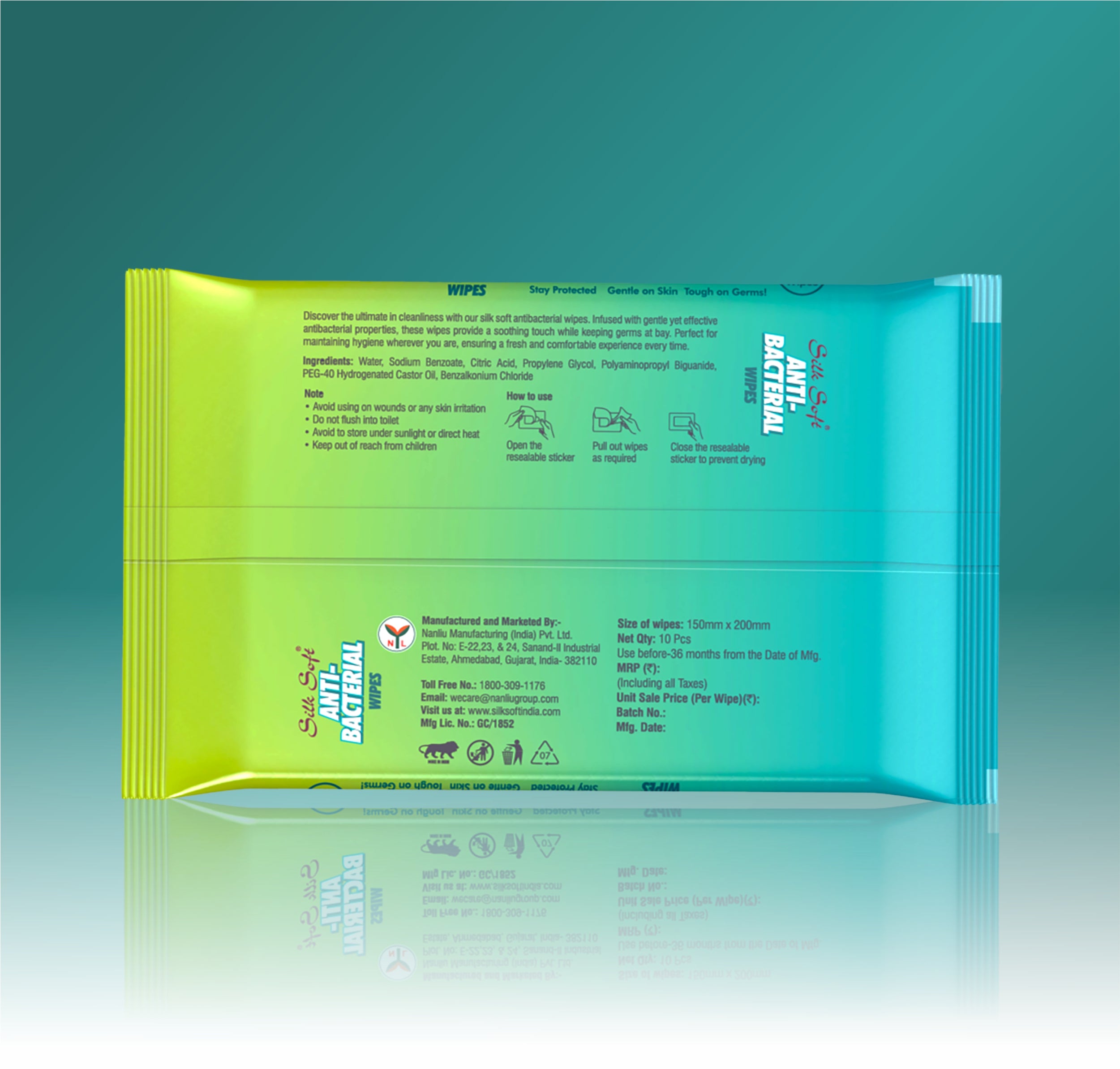 Antibacterial Wet Wipes – 10 Wipes Silk Soft