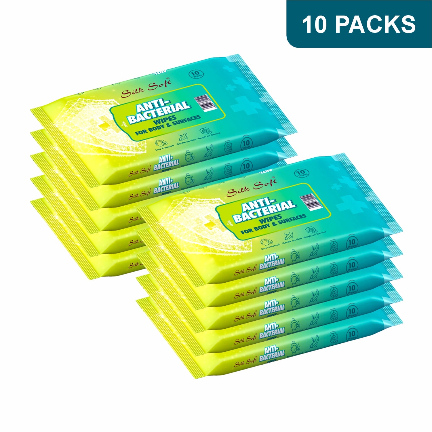 Silk Soft Antibacterial Wet Wipes – 10 Wipes Silk Soft