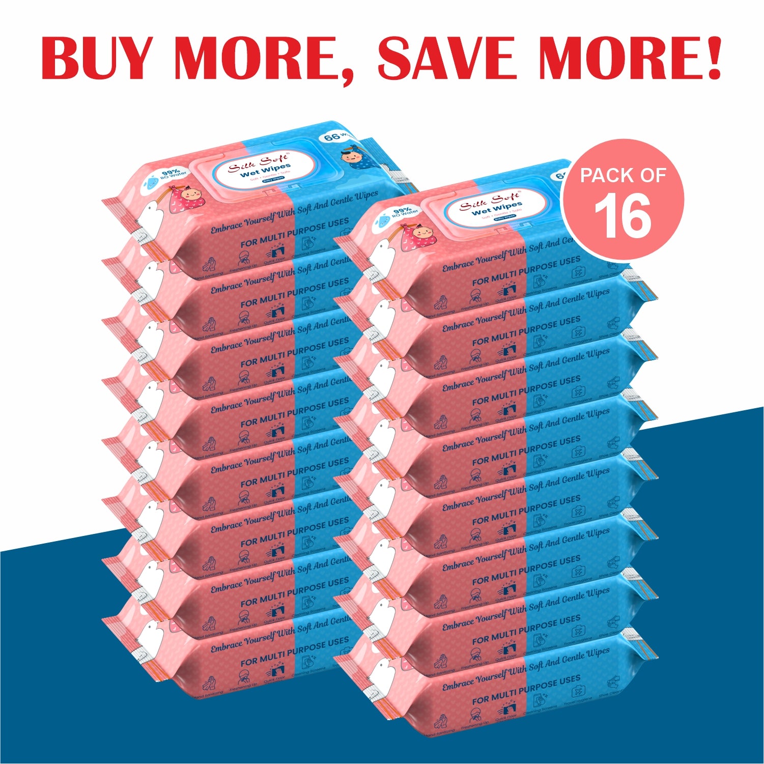 Silk Soft Multipurpose Wet Wipes 66 Pulls silksoftindia