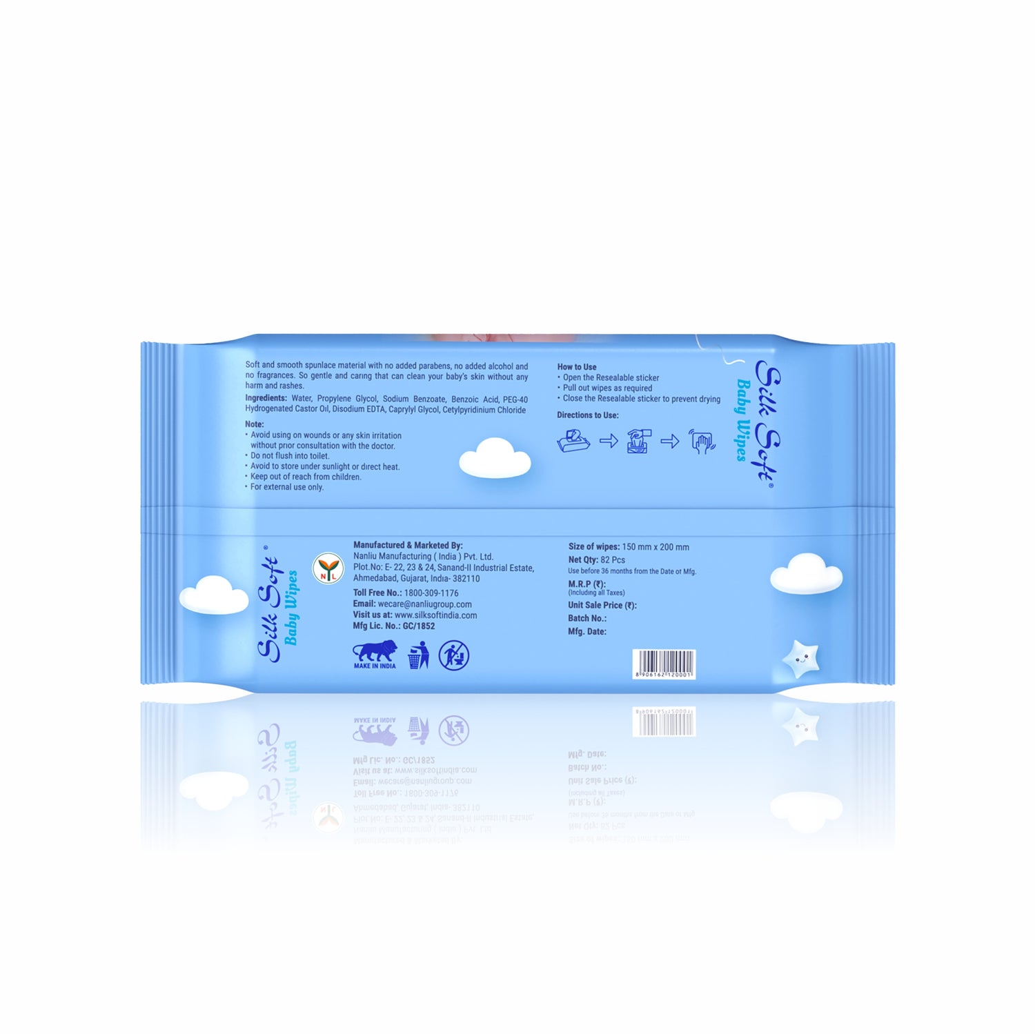 Silk Soft Baby Wet Wipes with Lid - 82 Wipes Silk Soft