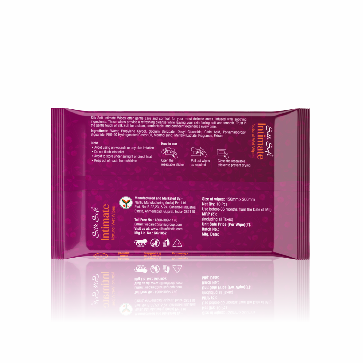 Silk Soft Intimate Wipes - 10 Wipes Silk Soft
