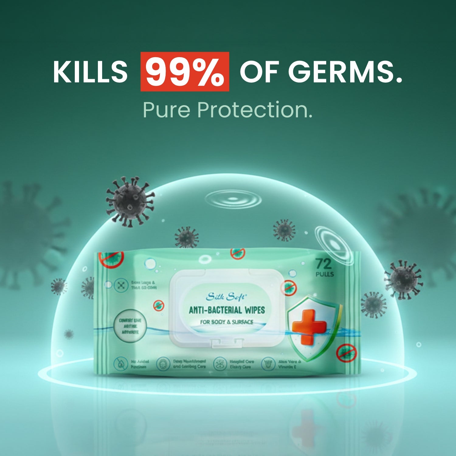 Antibacterial Wet Wipes – 10 Wipes Silk Soft