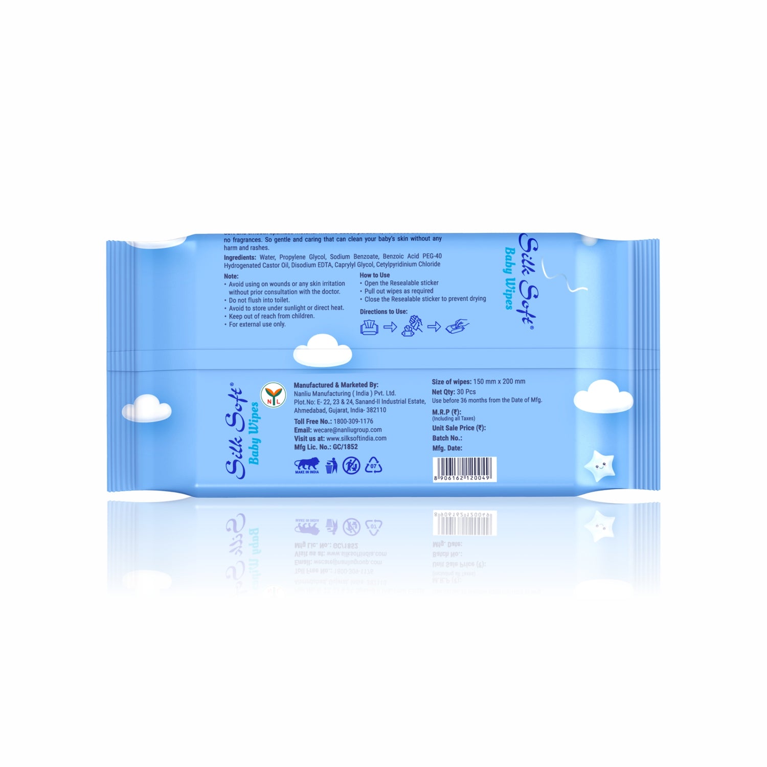 Silk Soft Baby Wet Wipes - 30 Wipes Silk Soft