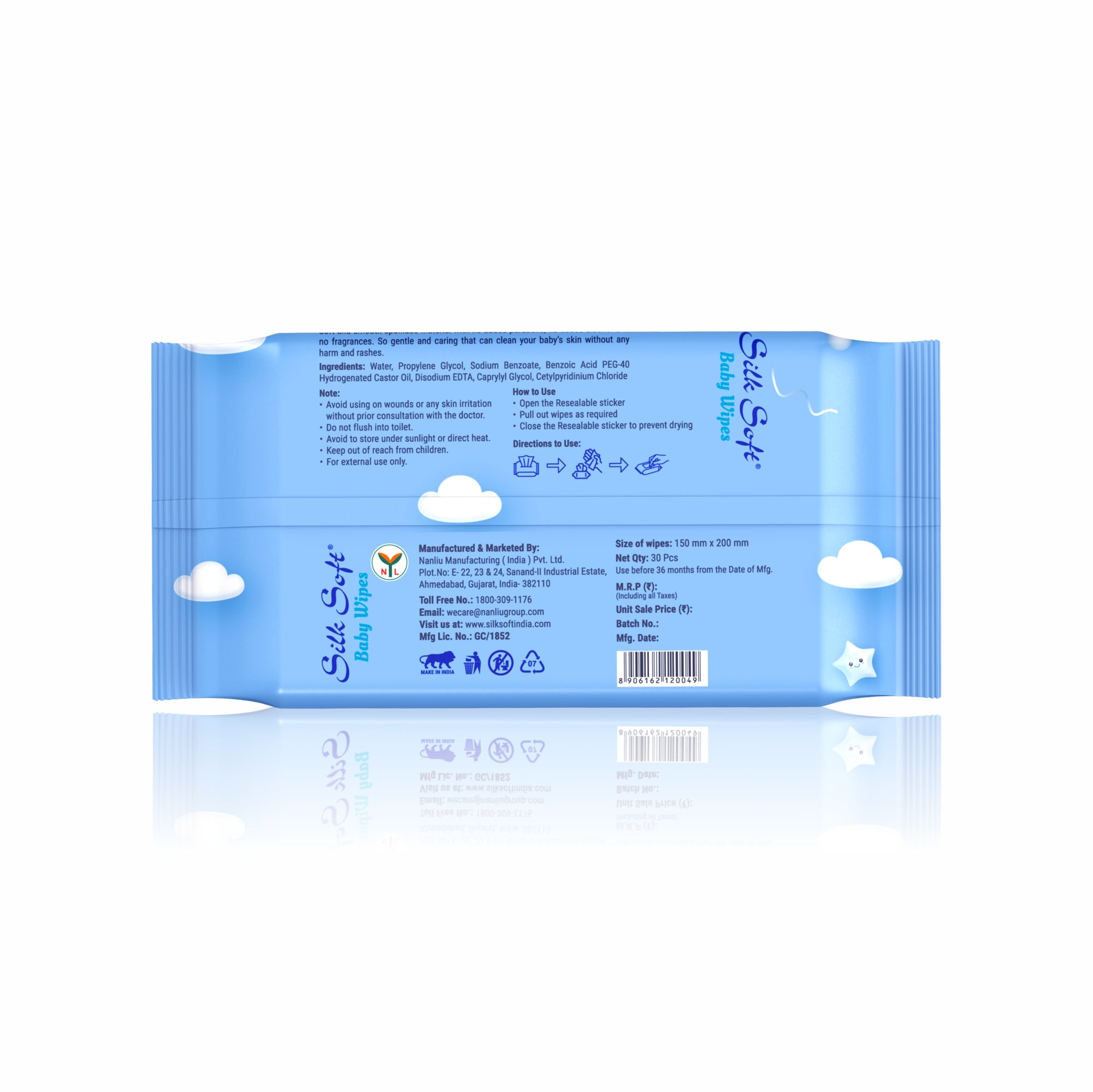 Silk Soft Baby Wet Wipes - 30 Wipes Silk Soft