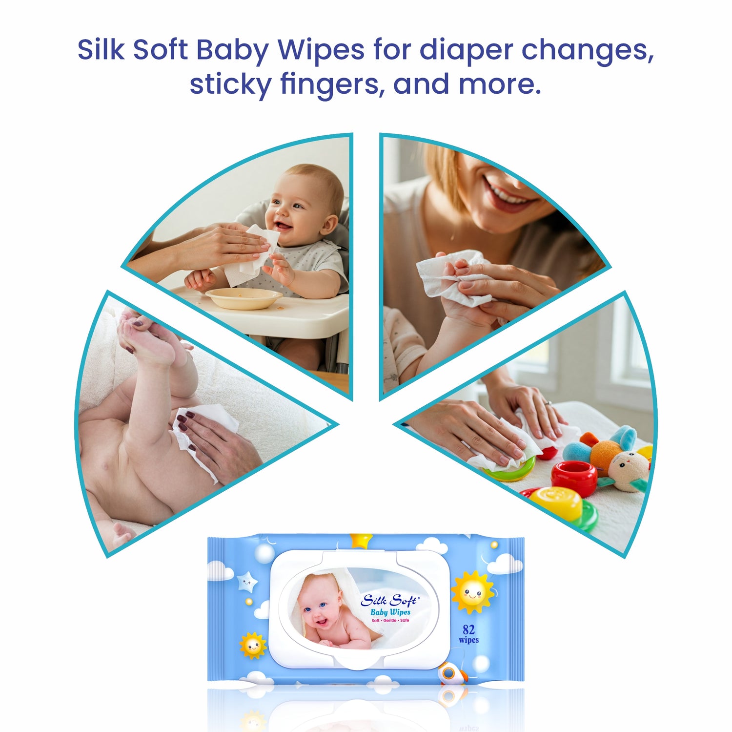 Silk Soft Baby Wet Wipes with Lid - 82 Wipes Silk Soft