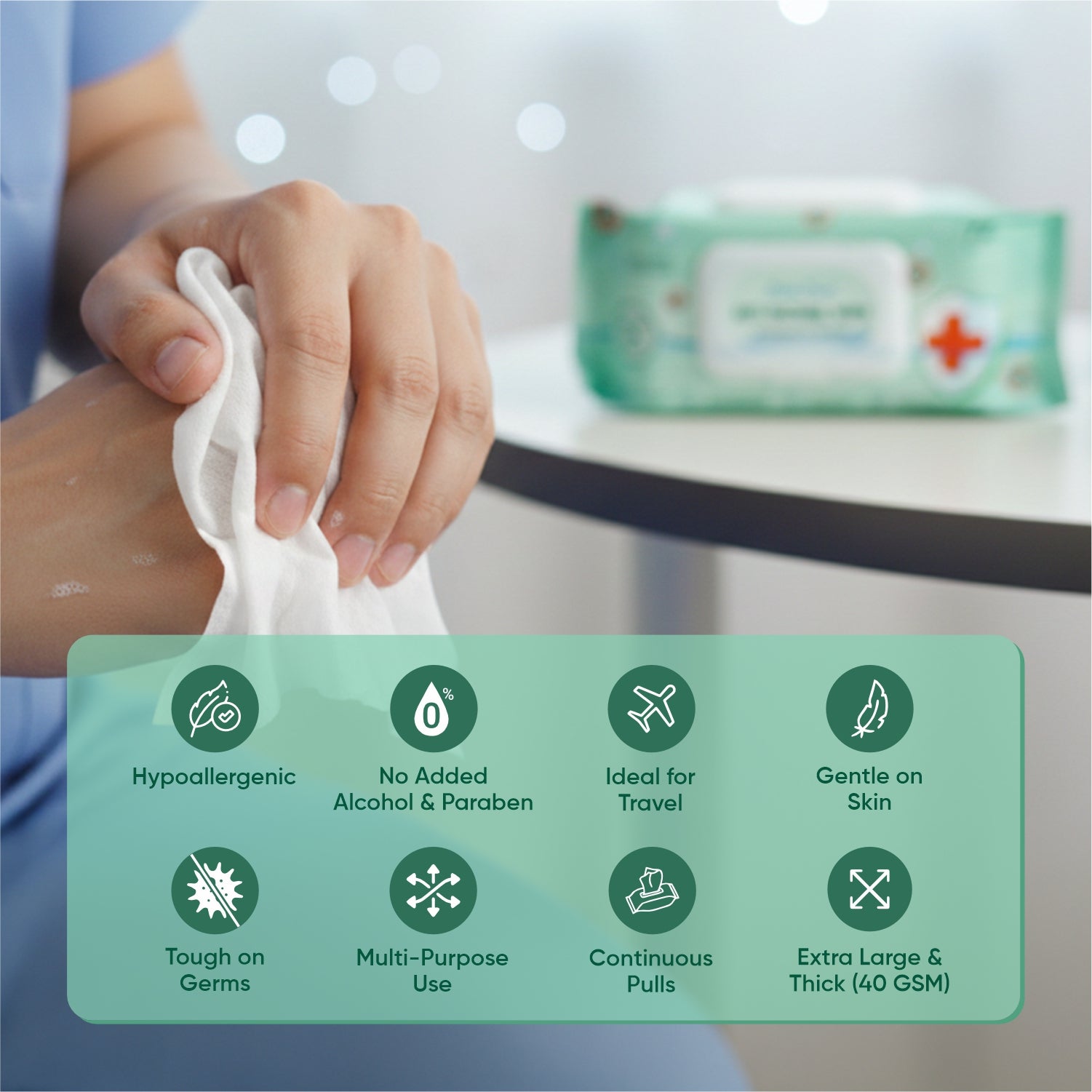 Antibacterial Wet Wipes – 10 Wipes Silk Soft