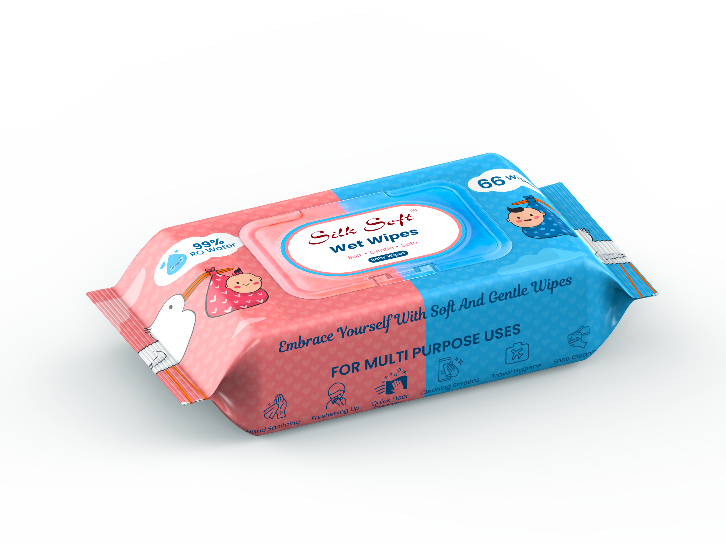 Silk Soft Multipurpose Wet Wipes 66 Pulls (8 Packs) silksoftindia