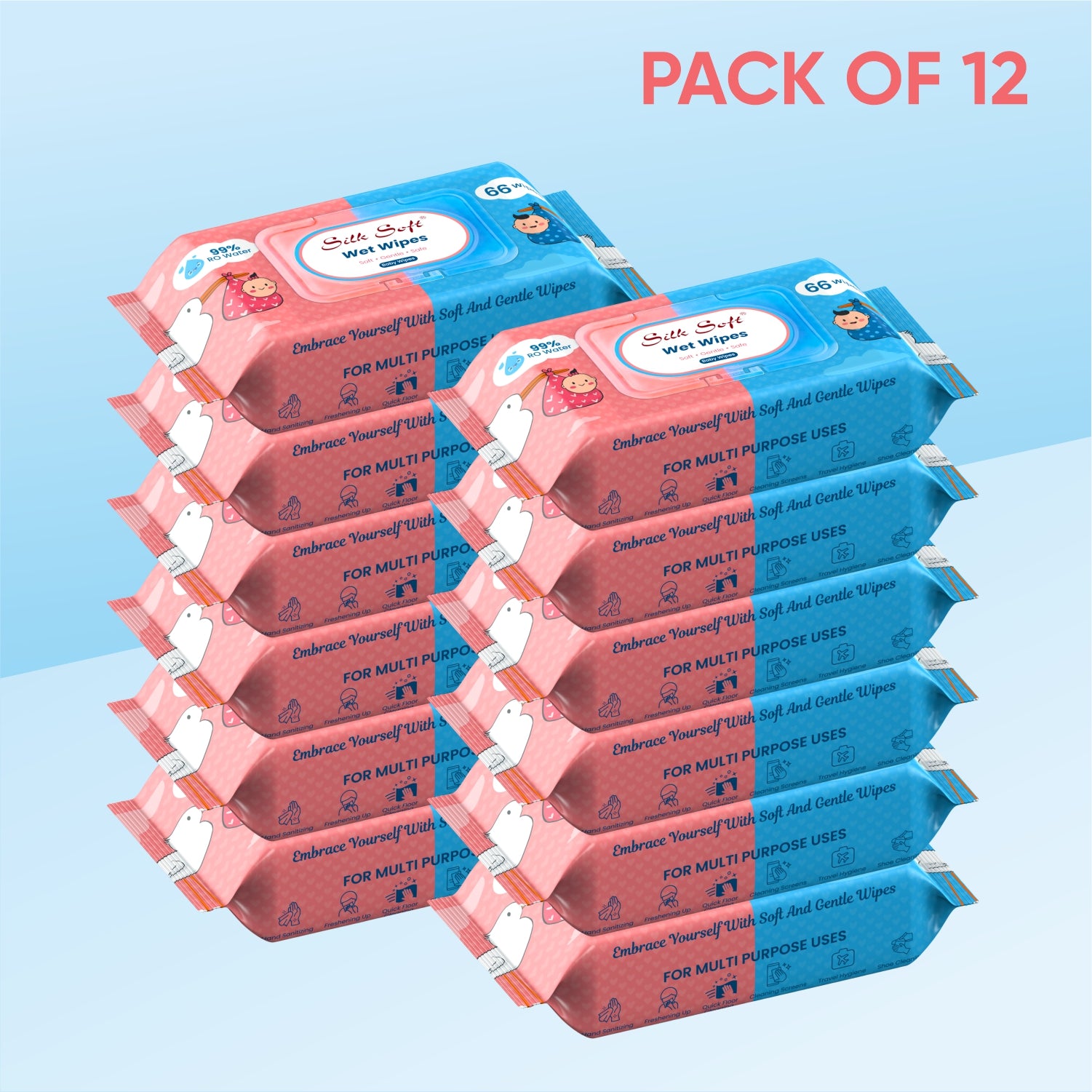 Multipurpose Wet Wipes 66 Pulls silksoftindia