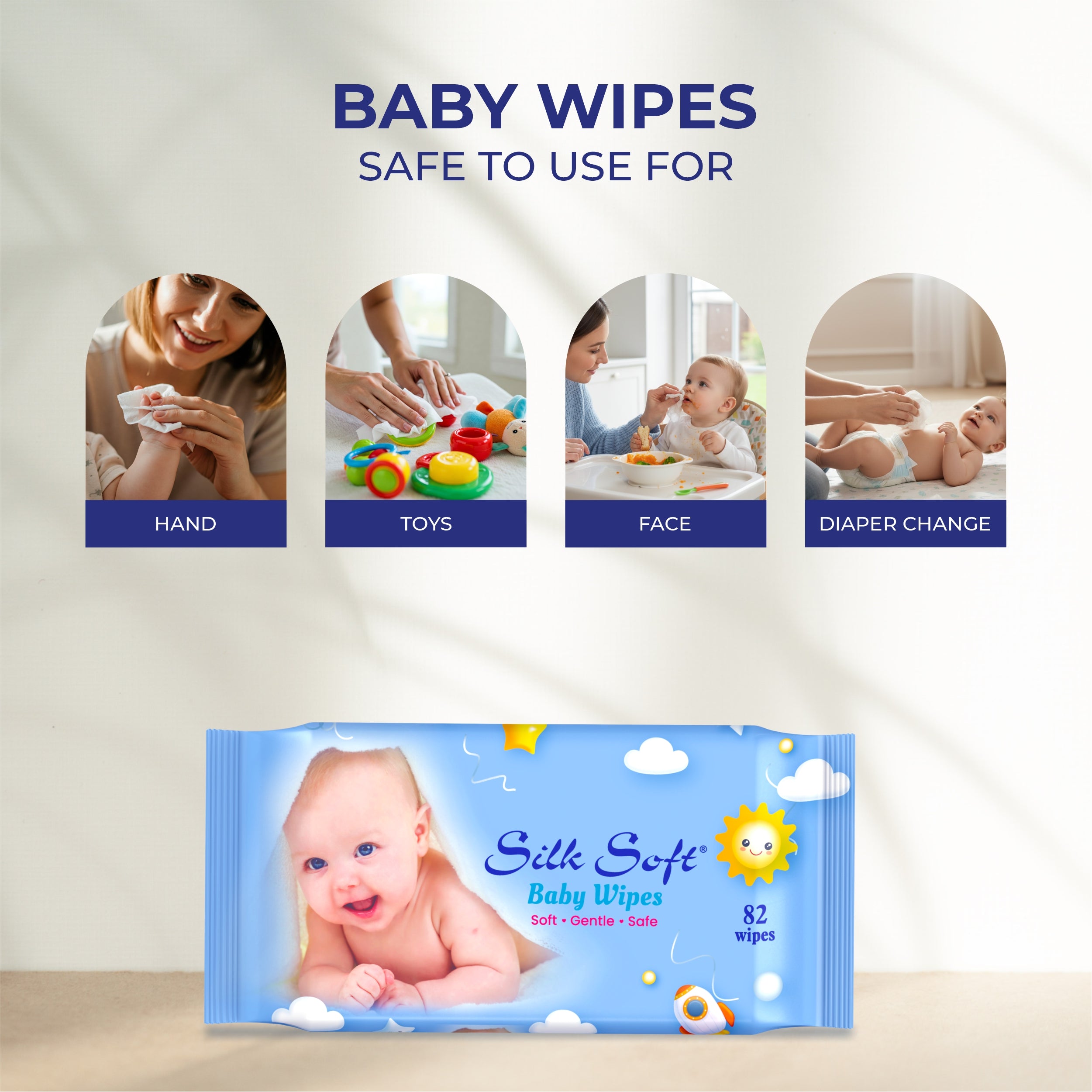 Baby Wipes 82 Pulls - Fragrance-Free & Pure Water Wipes silksoftindia