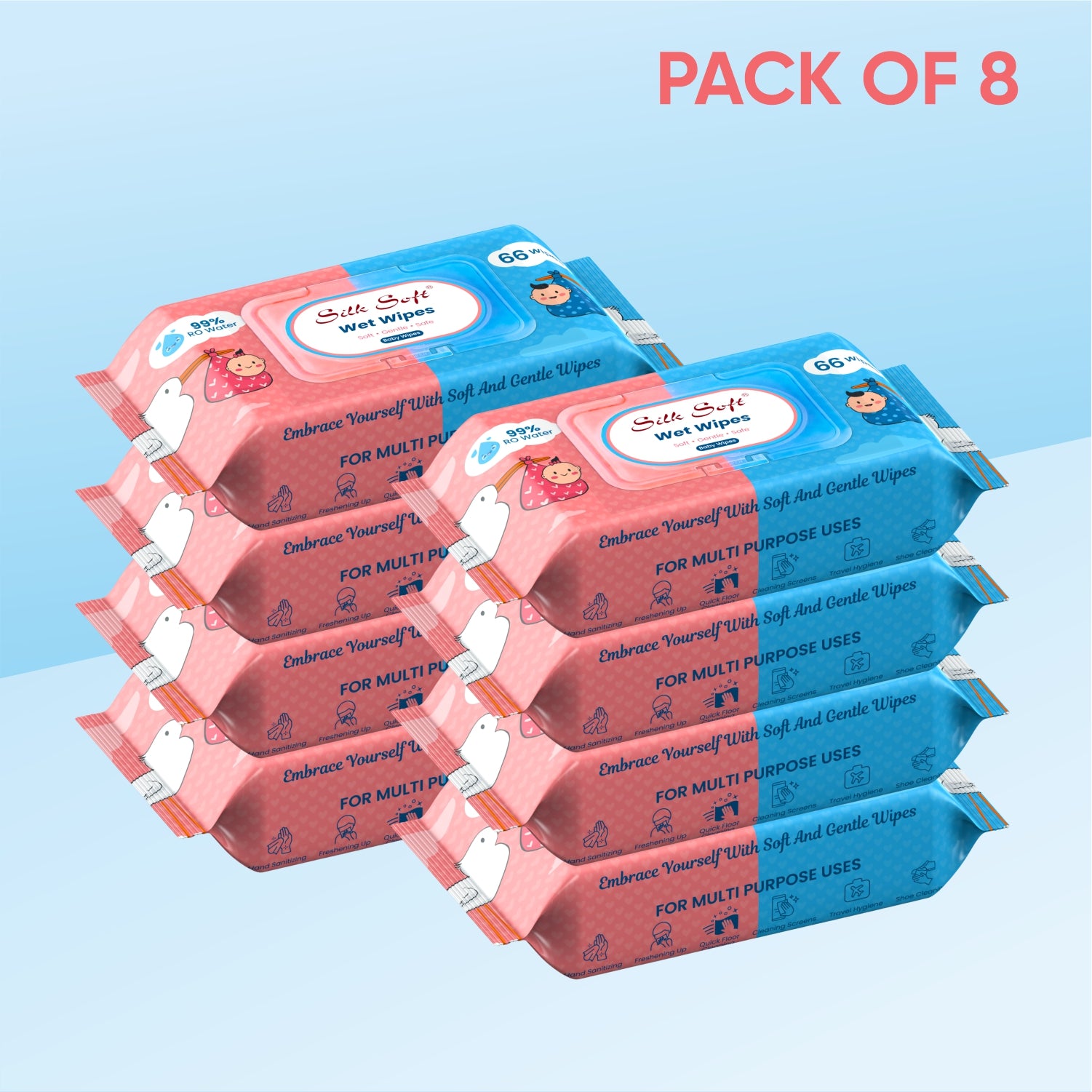 Multipurpose Wet Wipes 66 Pulls silksoftindia