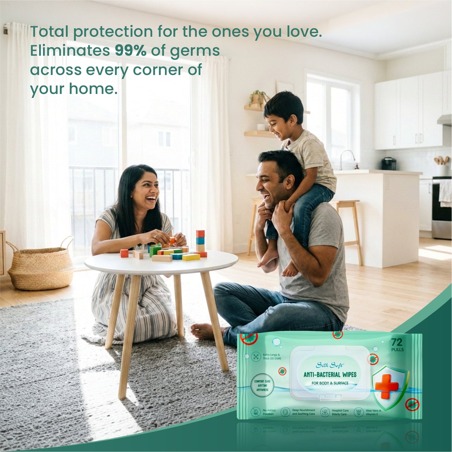 Antibacterial Wet Wipes – 10 Wipes Silk Soft