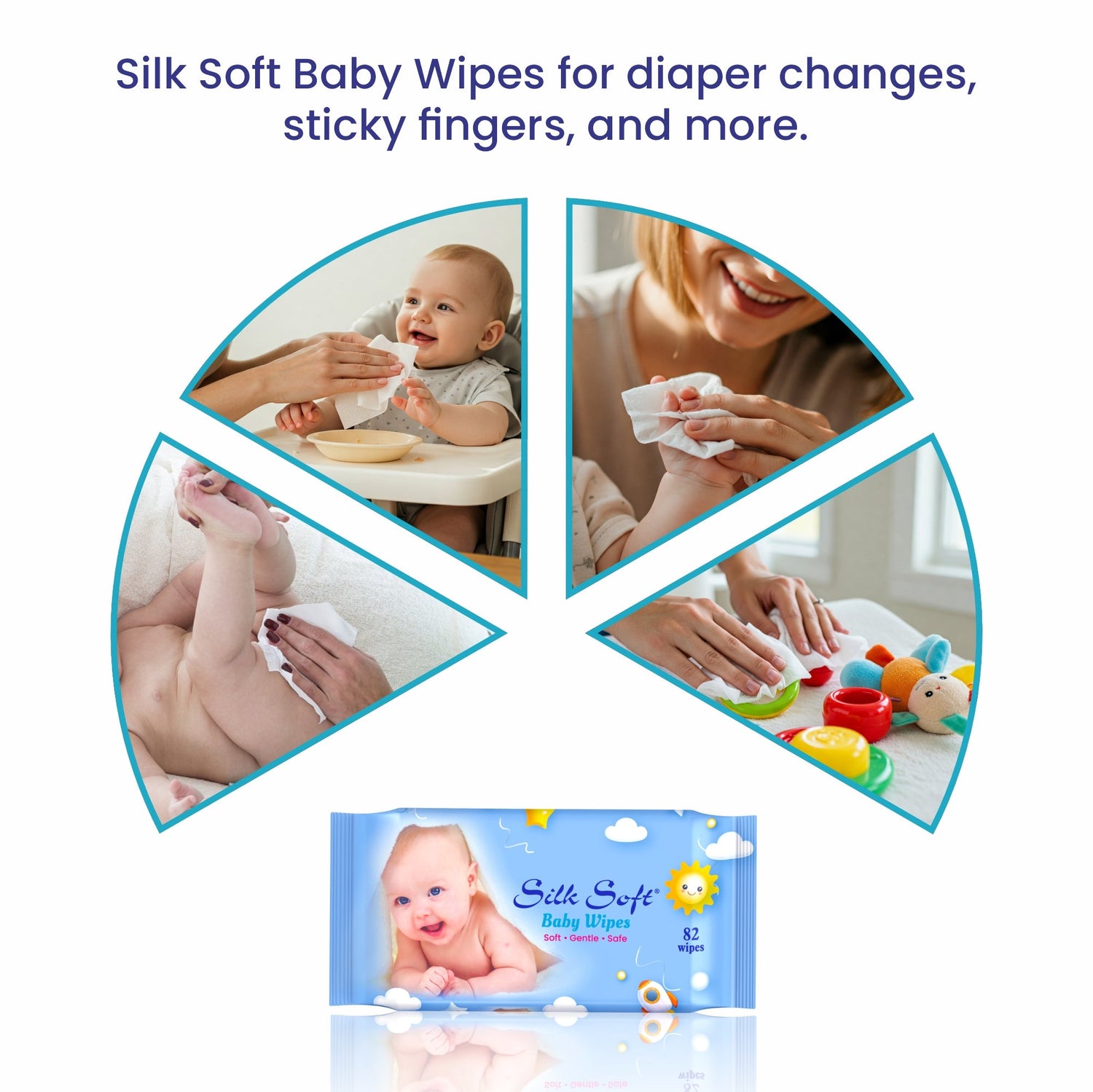 Silk Soft Baby Wet  Wipes Without Lid (82 Pcs) (Buy 3 & Get 3 Free) silksoftindia