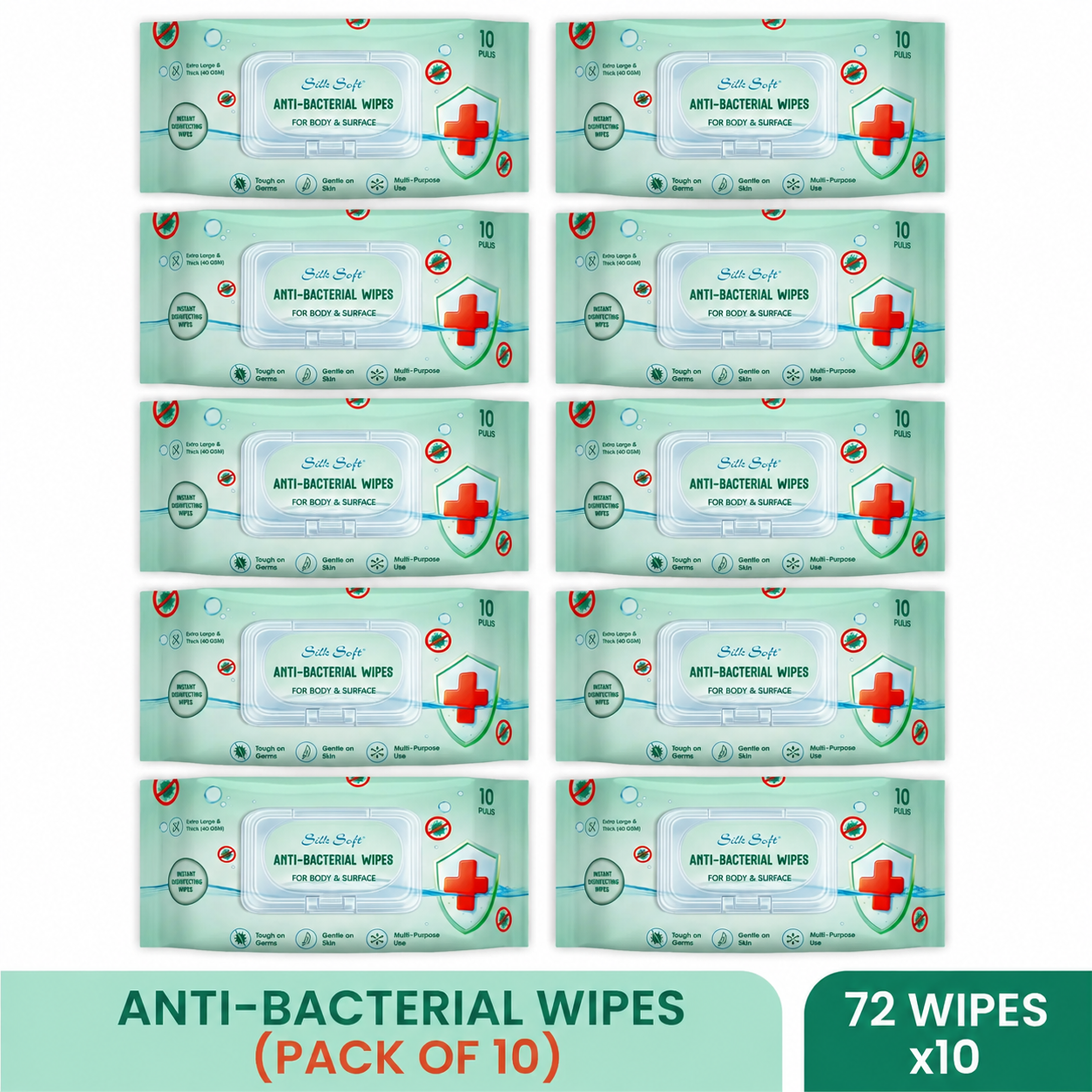 Antibacterial Wet Wipes (72 pcs) Silk Soft