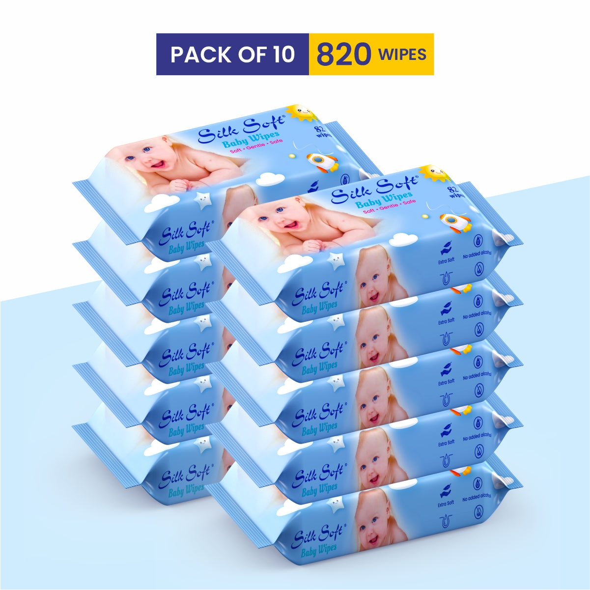 Baby Wipes 82 Pulls - Fragrance-Free & Pure Water Wipes silksoftindia