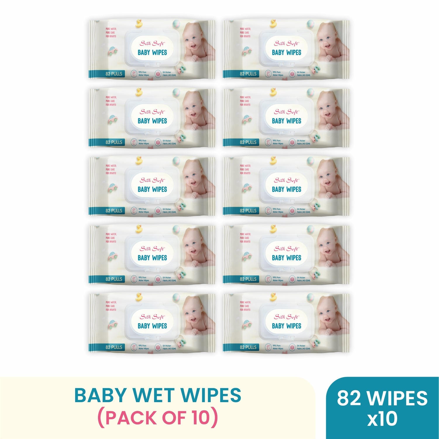 99% Pure Water Fragrance-Free Baby Wipes (82 pcs) Silk Soft
