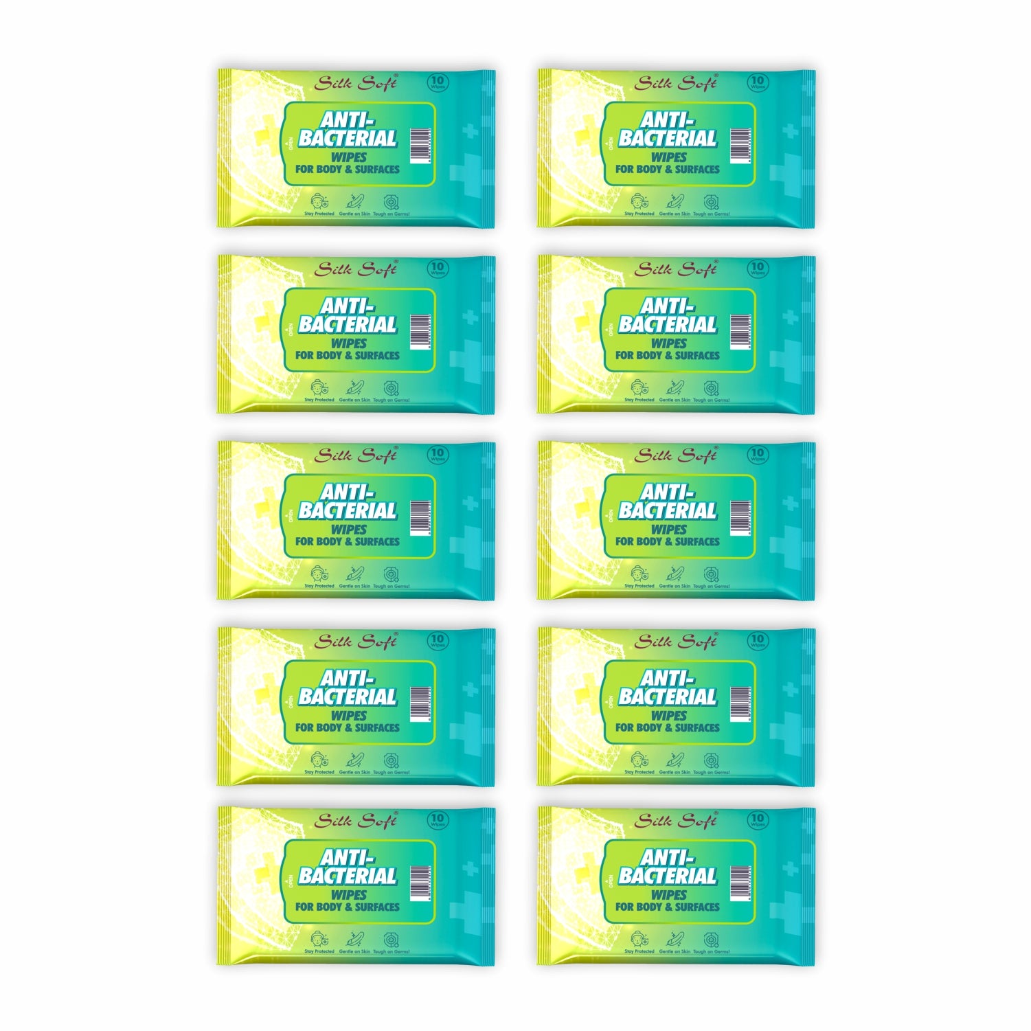 Silk Soft Antibacterial Wet Wipes – 10 Wipes Silk Soft