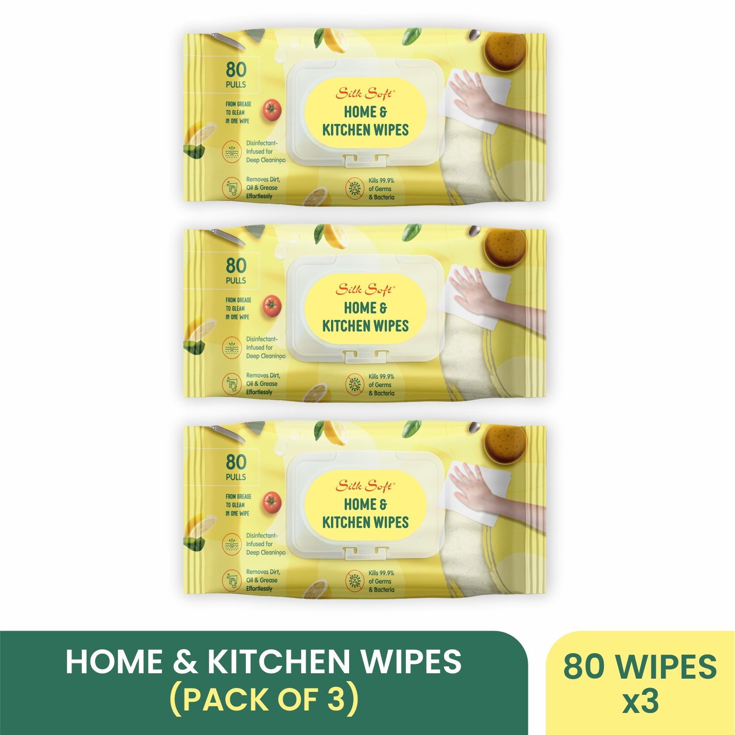 Kitchen Cleaning Wipes (80 pcs) Silk Soft