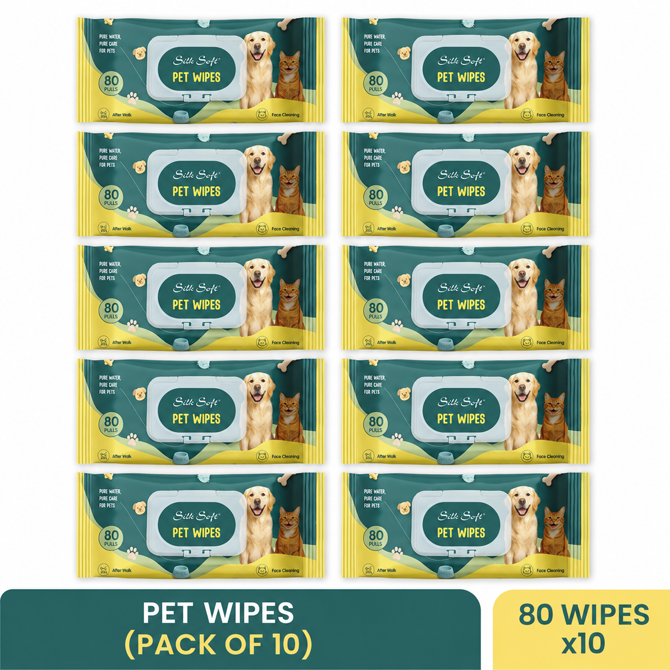 Paraben-Free Pet Wipes (80 pcs) Silk Soft