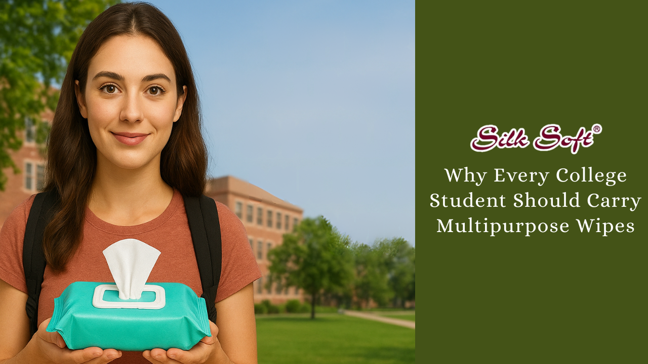 College girl with wipes