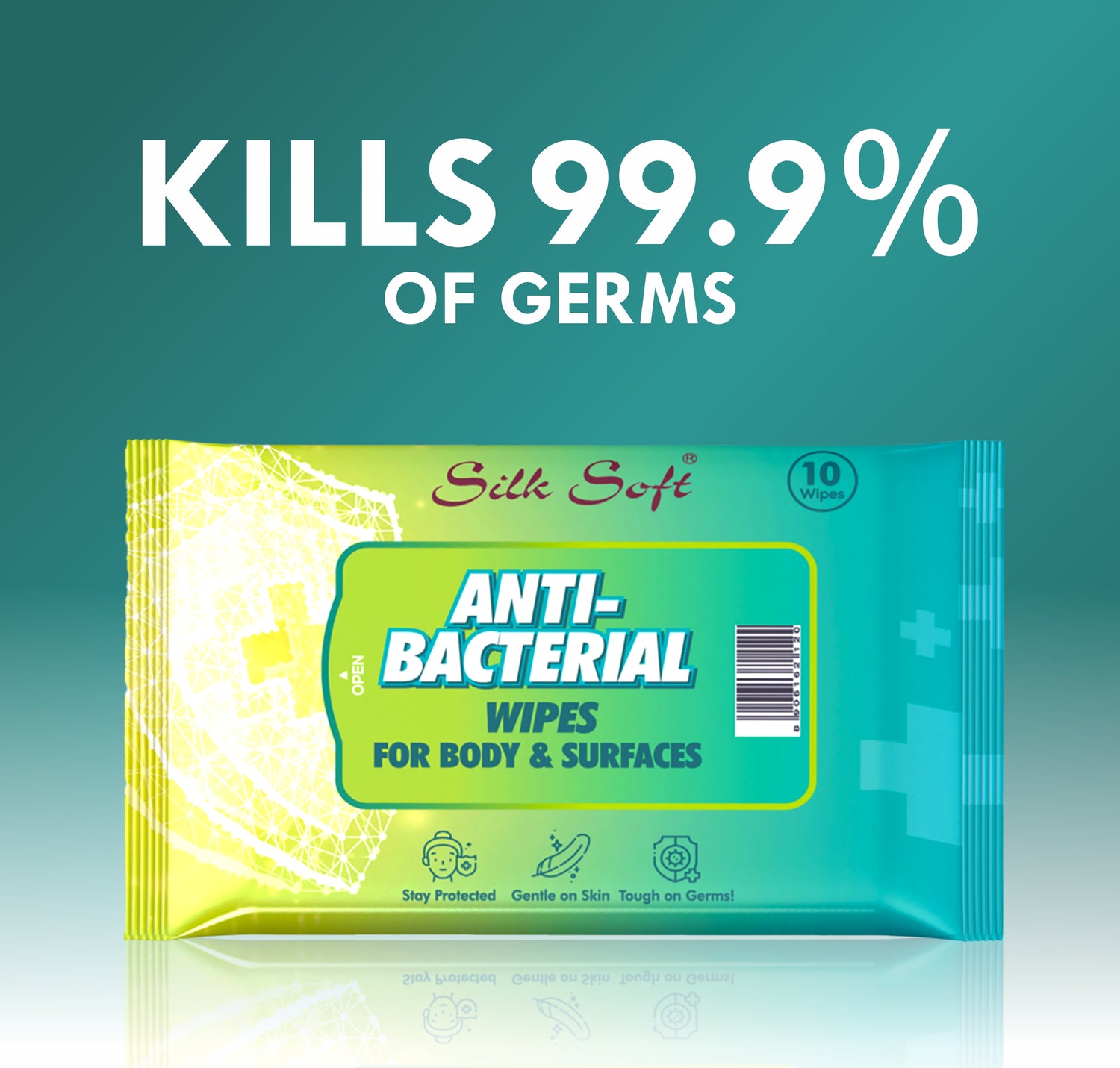 Antibacterial Wet Wipes – 10 Wipes Silk Soft