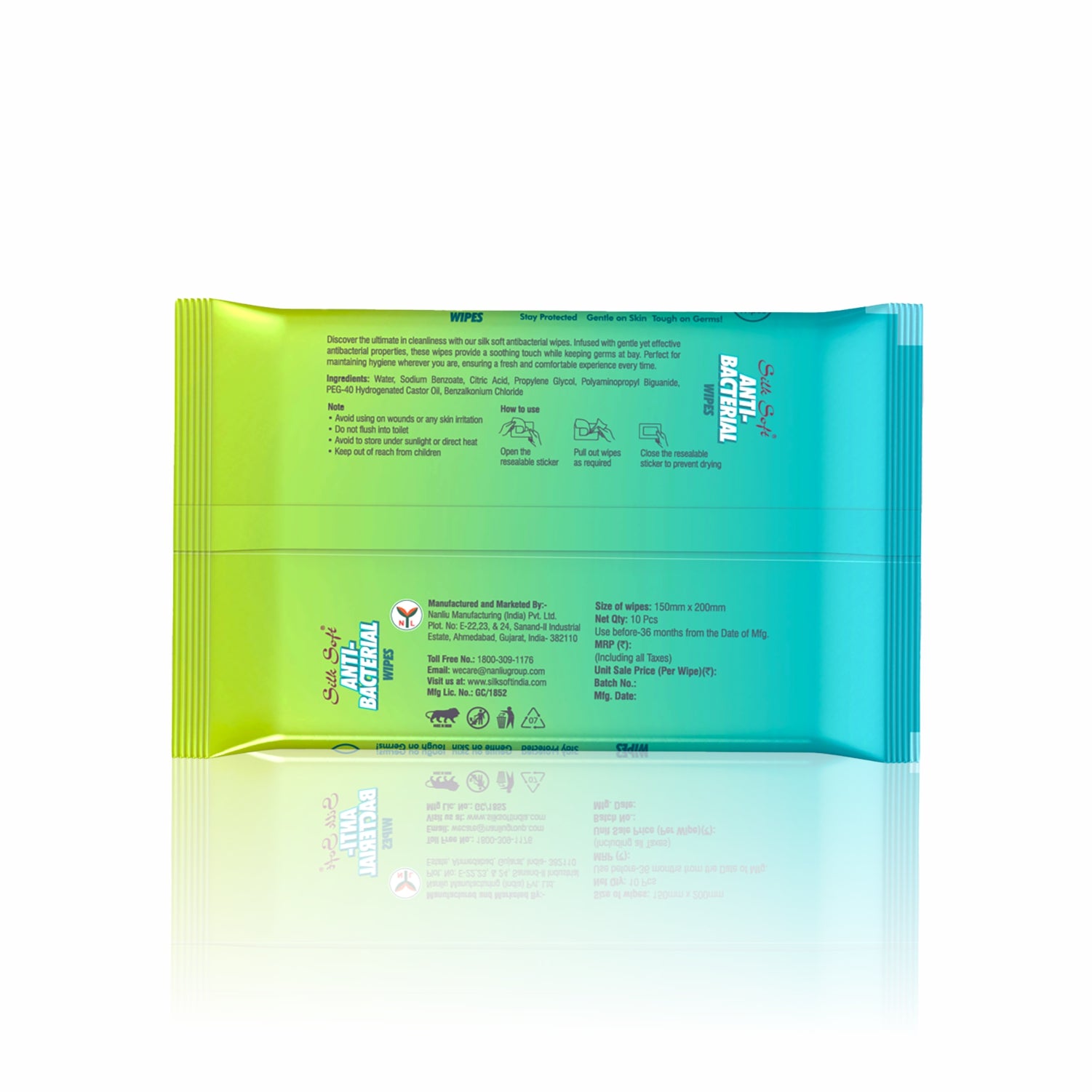 Silk Soft Antibacterial Wet Wipes – 10 Wipes Silk Soft