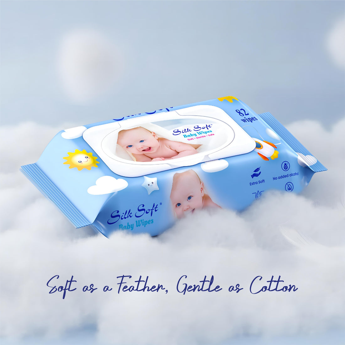Baby Wet Wipes with Lid - 82 Wipes Silk Soft