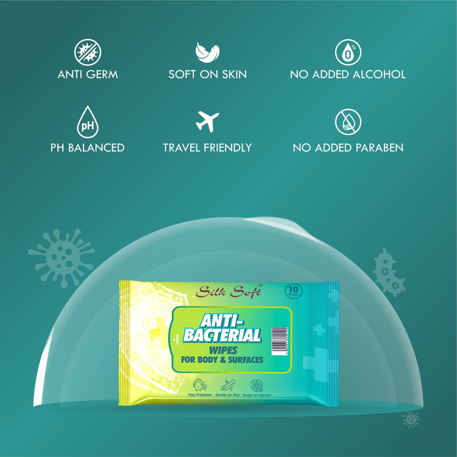 Antibacterial Wet Wipes – 10 Wipes Silk Soft