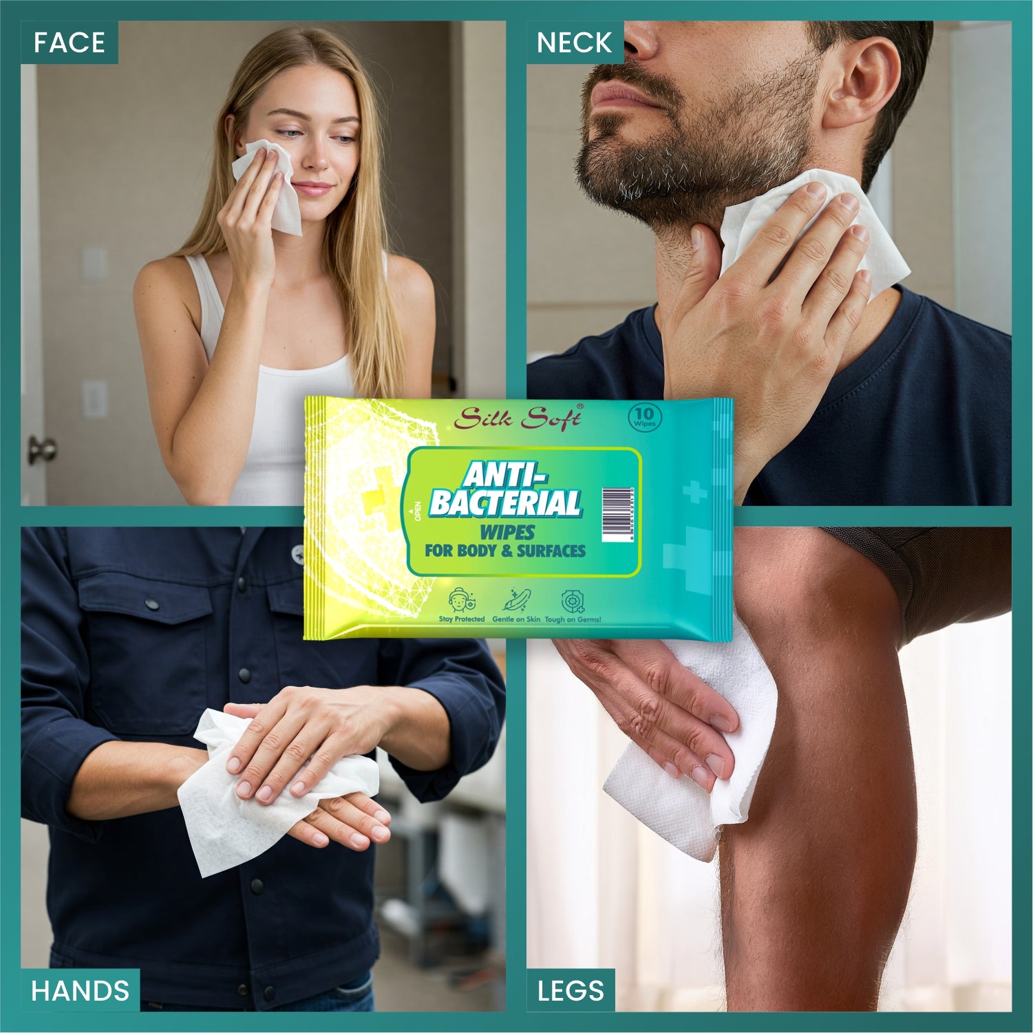 Silk Soft Antibacterial Wet Wipes – 10 Wipes Silk Soft