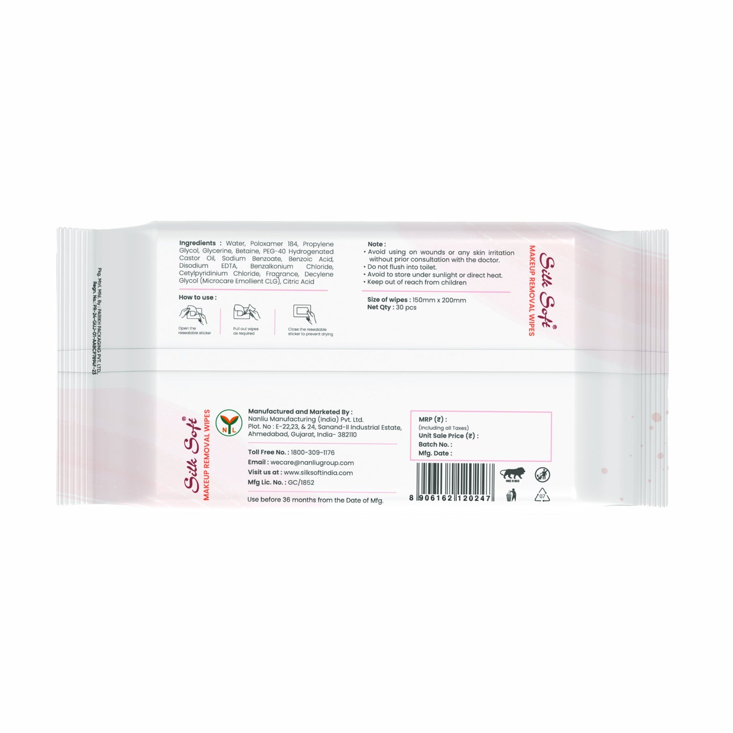 Makeup Remover Wipes Silk Soft