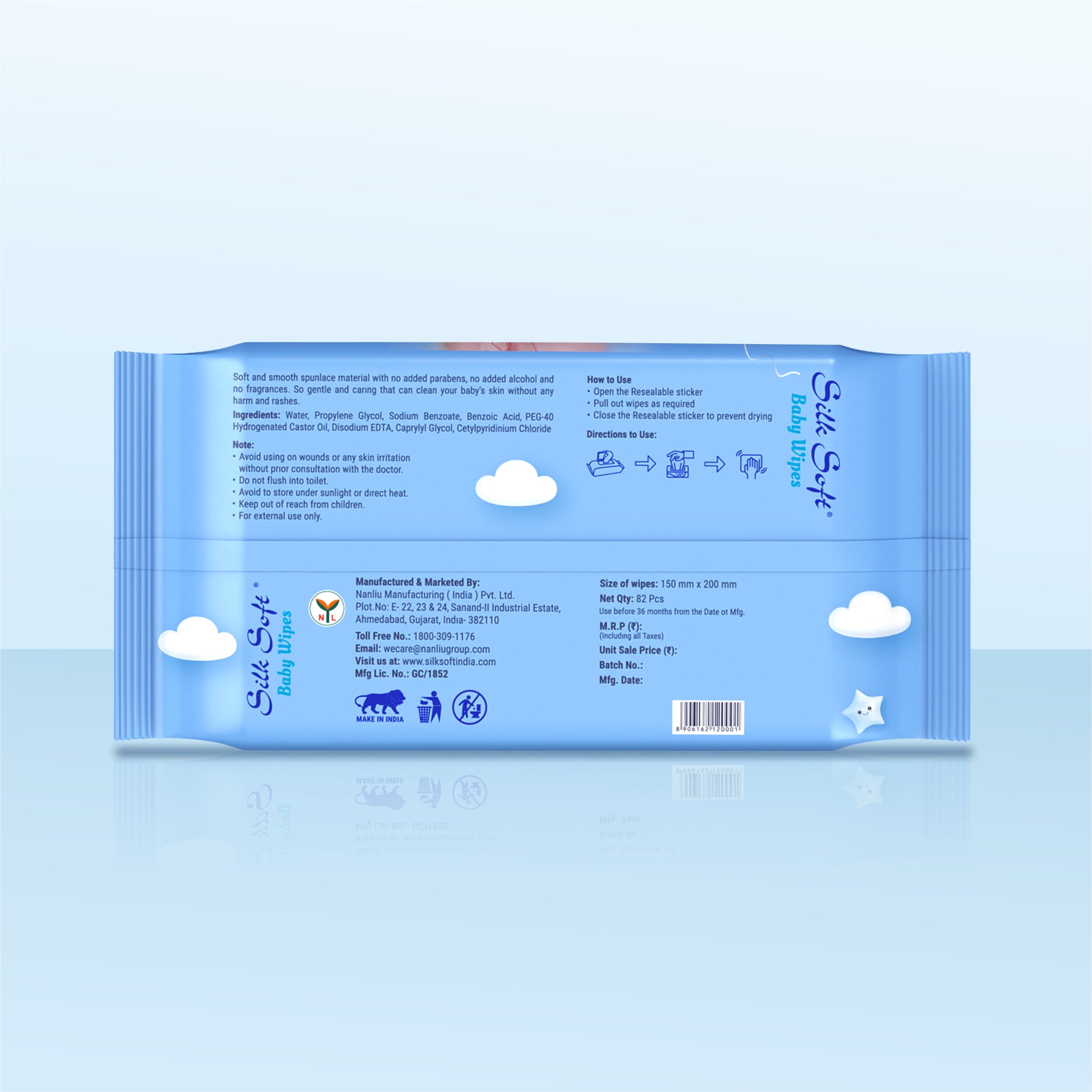 Baby Wet Wipes with Lid - 82 Wipes Silk Soft