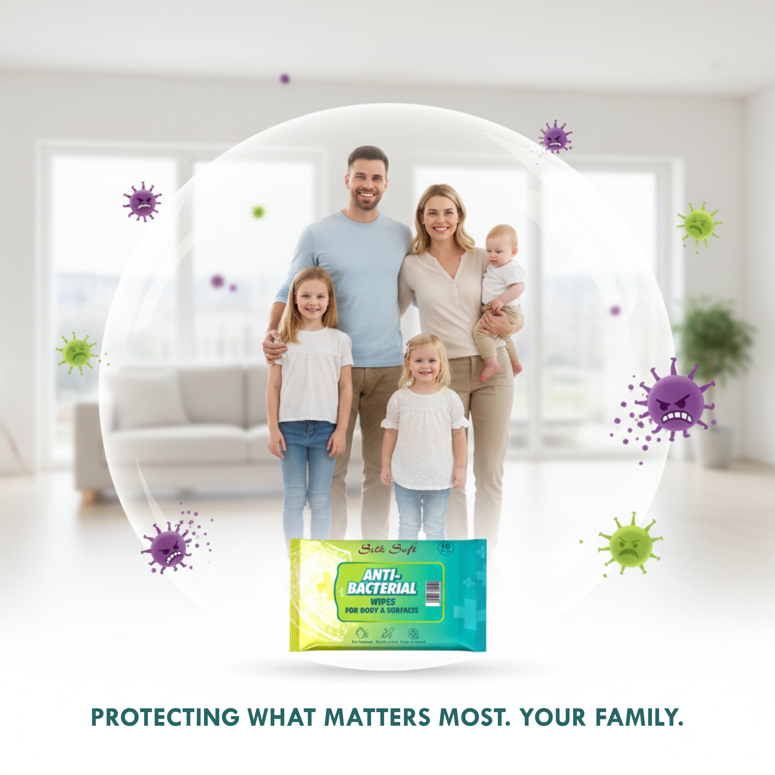 Antibacterial Wet Wipes – 10 Wipes Silk Soft