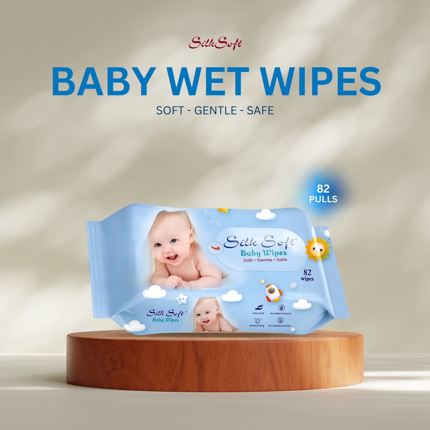 Silk Soft Baby Wet  Wipes Without Lid (82 Pcs)