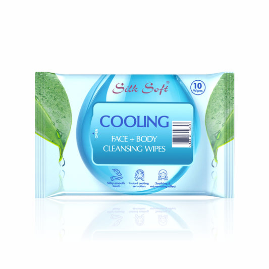 Silk Soft Cooling Wipes with Menthol & Aloe Vera - 10 Wipes Silk Soft