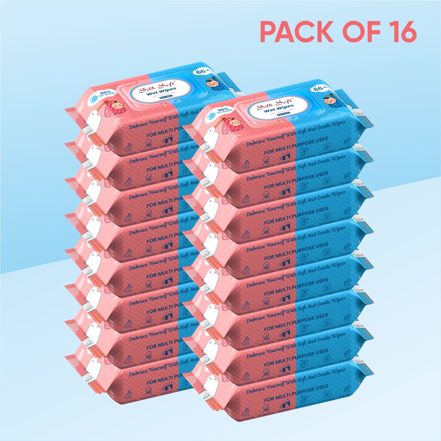 Multipurpose Wet Wipes 66 Pulls silksoftindia