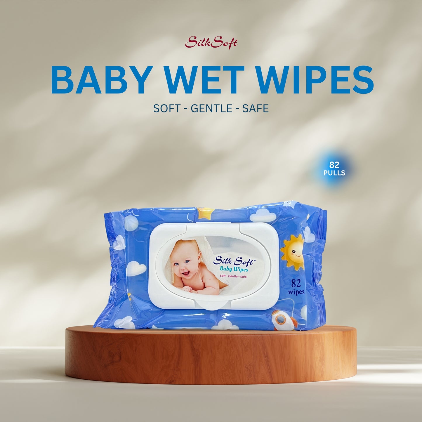 Silk Soft Baby Wet  Wipes With Lid (82 Pcs)