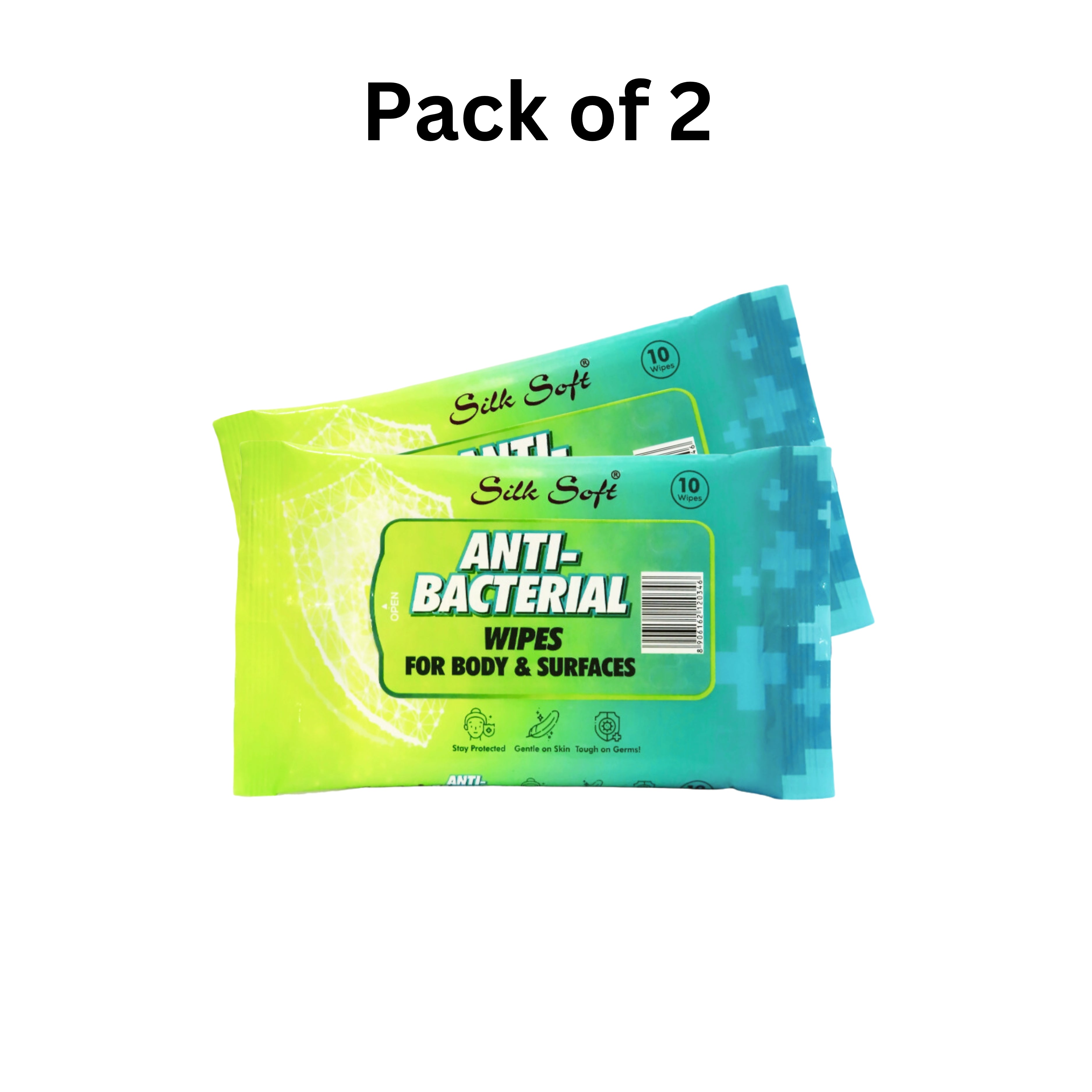 Antibacterial Wipes 10 Pulls (Pack of 2) Silk Soft