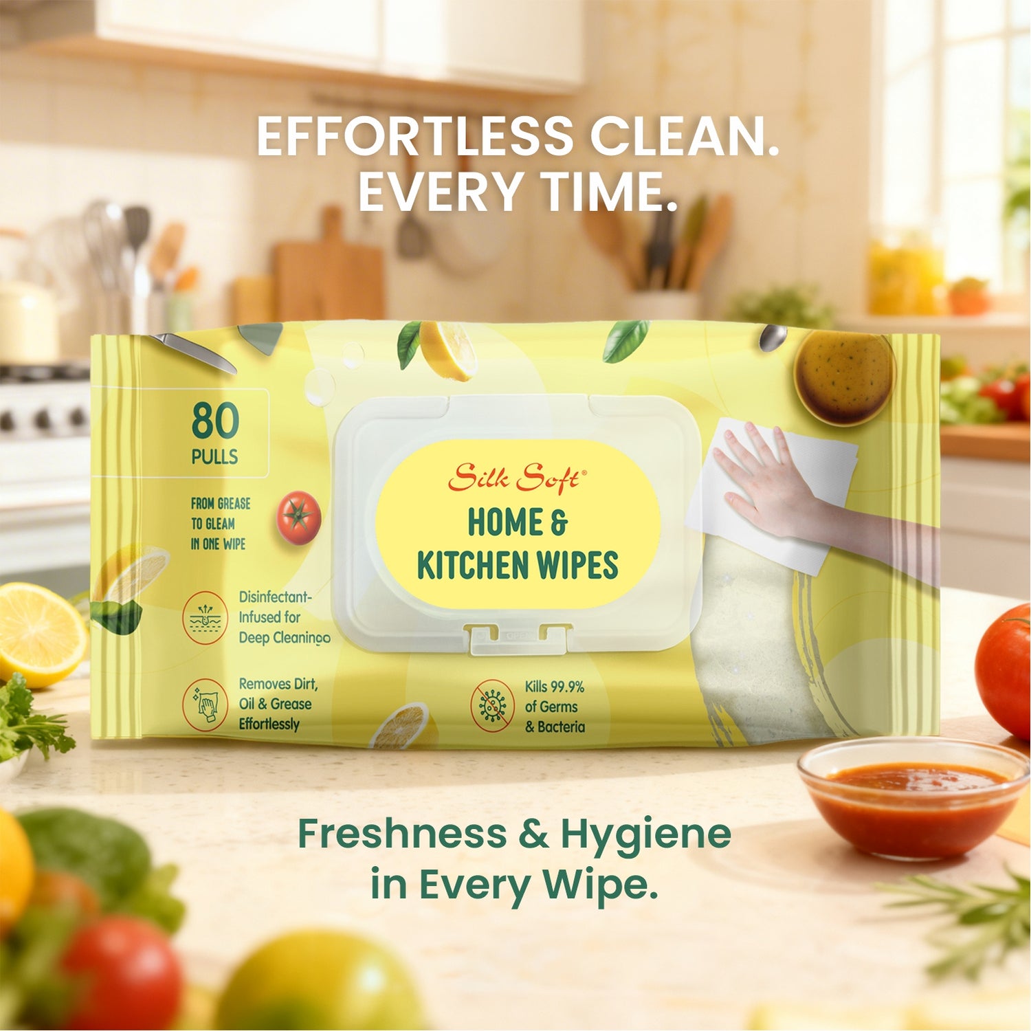 Kitchen Cleaning Wipes (80 pcs) Silk Soft