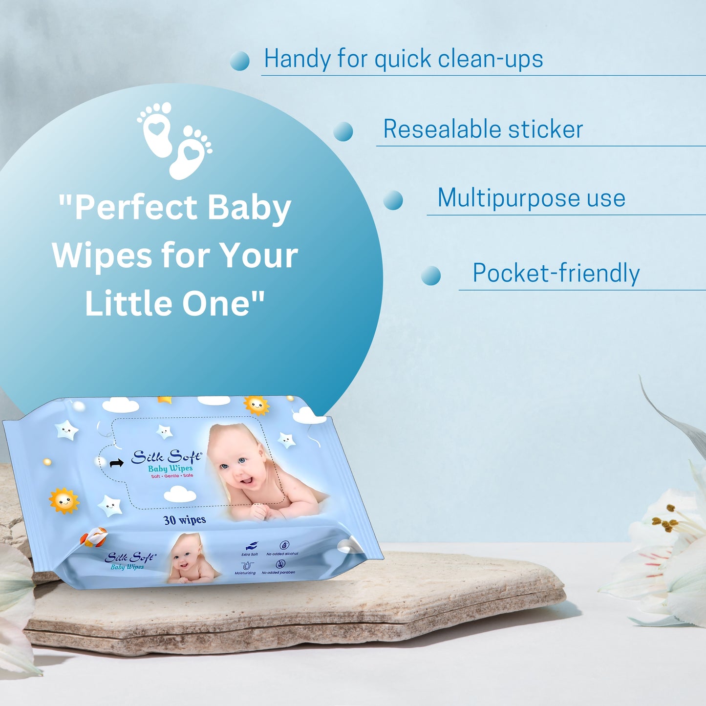 Silk Soft Baby Wipes (30 Pcs)