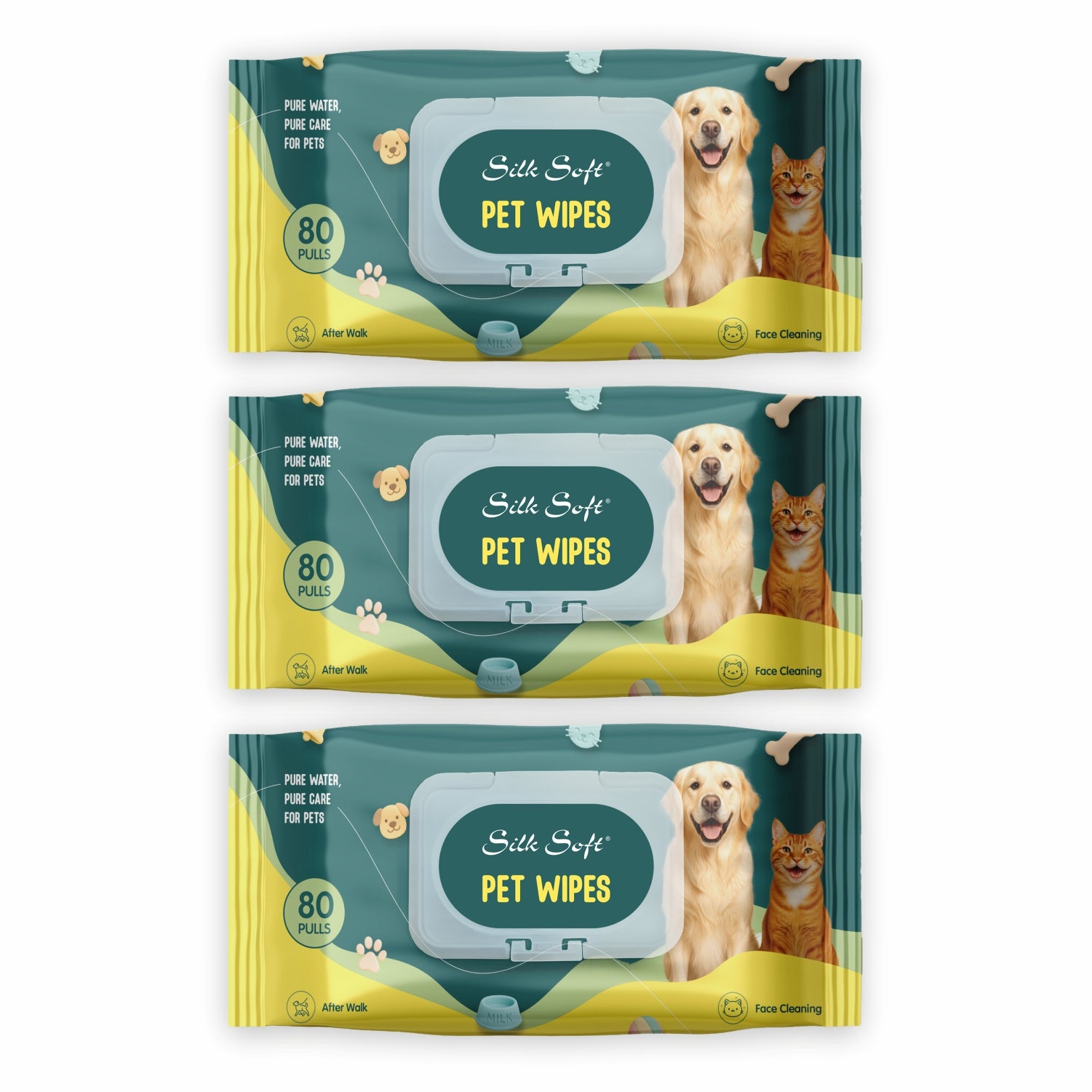 Pet Wipes (80 pcs) Silk Soft