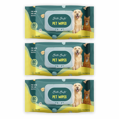 Pet Wipes (80 pcs) Silk Soft
