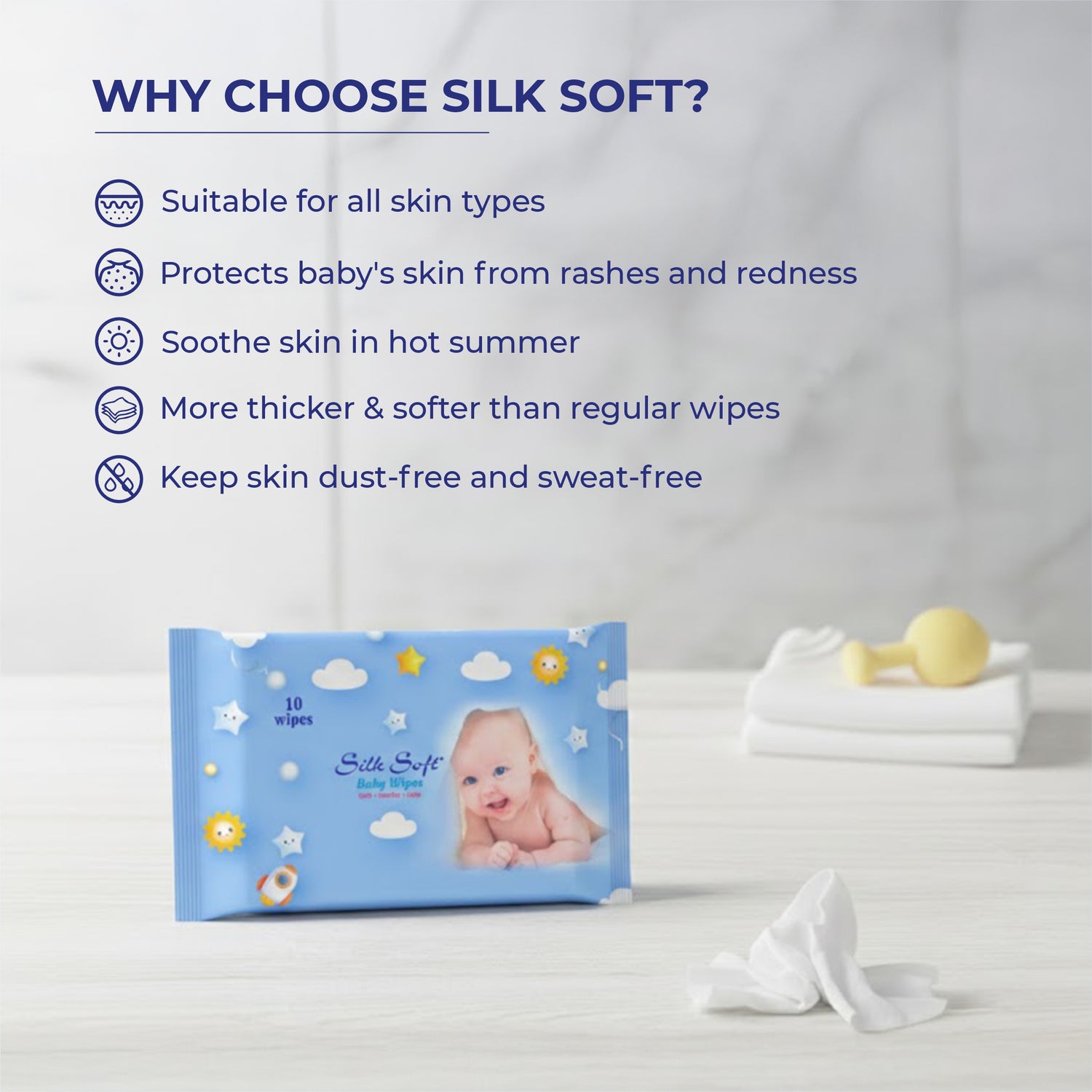 Baby Wet Wipes – 10 Wipes Silk Soft