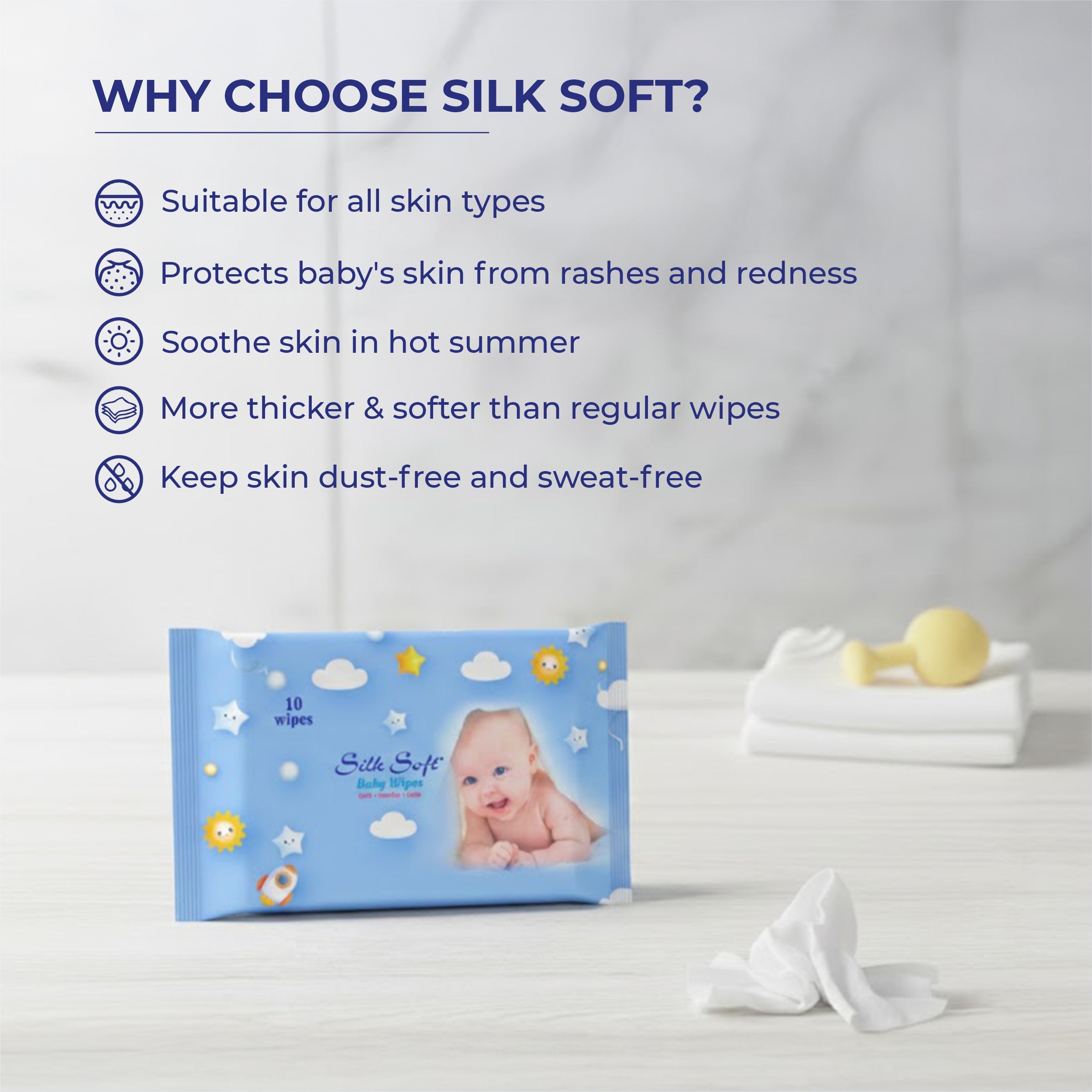 Baby Wet Wipes – 10 Wipes Silk Soft