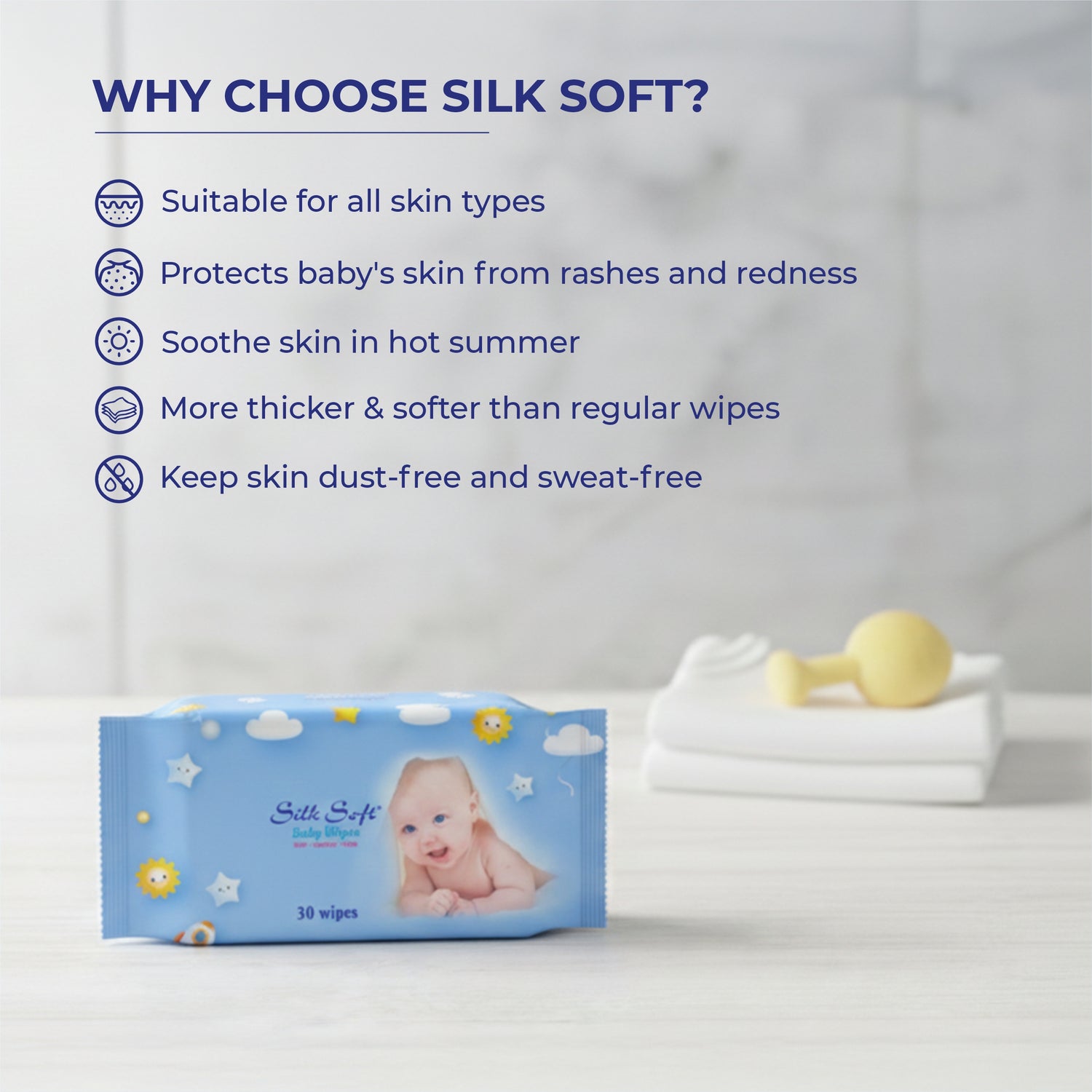 Baby Wet Wipes - 30 Pulls Silk Soft