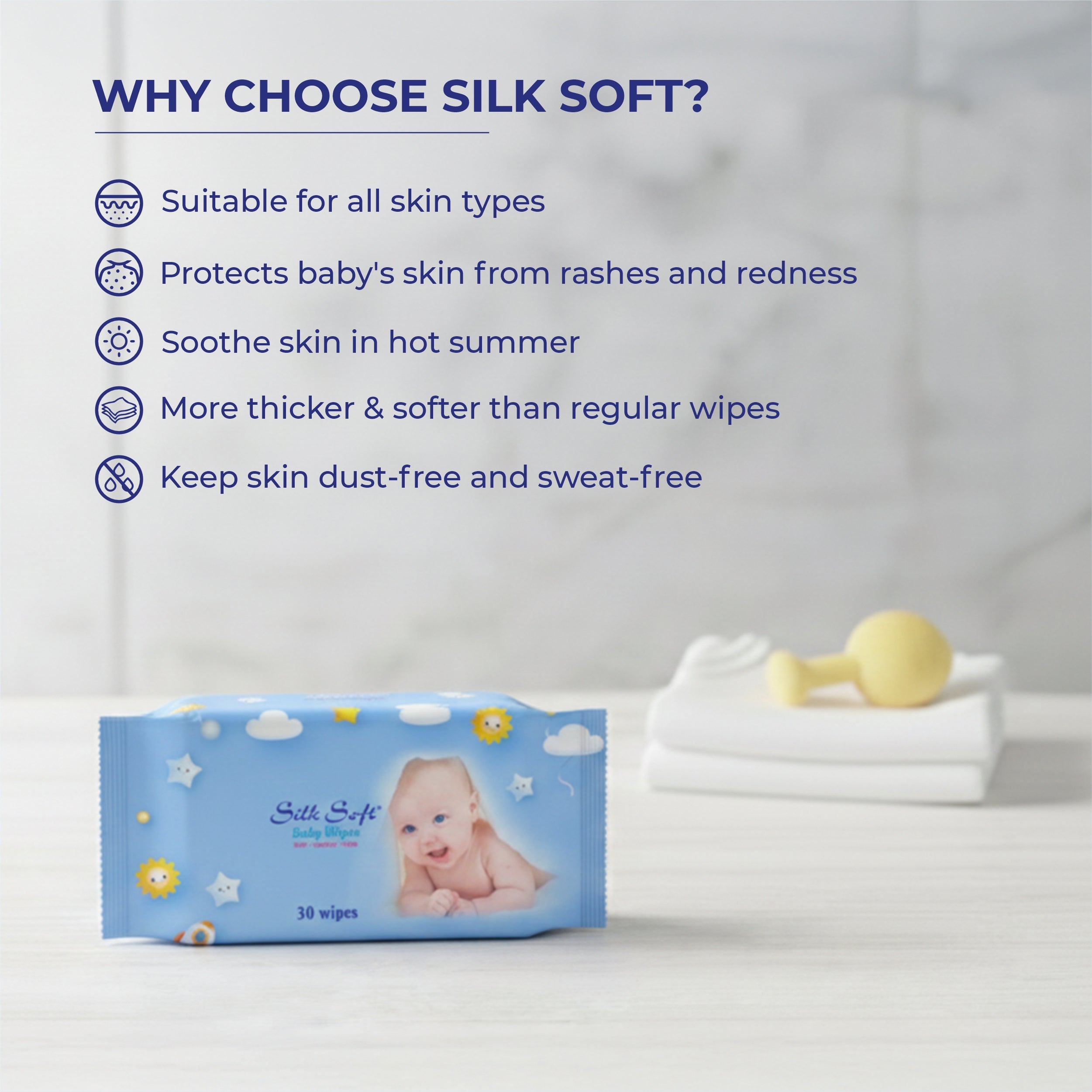 Baby Wet Wipes - 30 Pulls Silk Soft