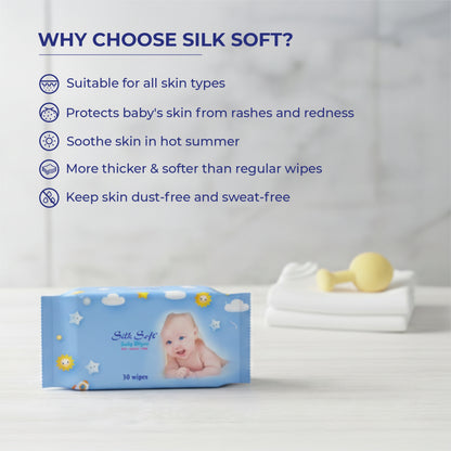 Baby Wet Wipes - 30 Pulls Silk Soft