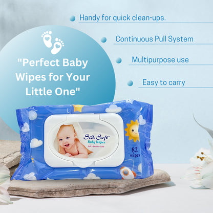 Silk Soft Baby Wet  Wipes With Lid (82 Pcs)