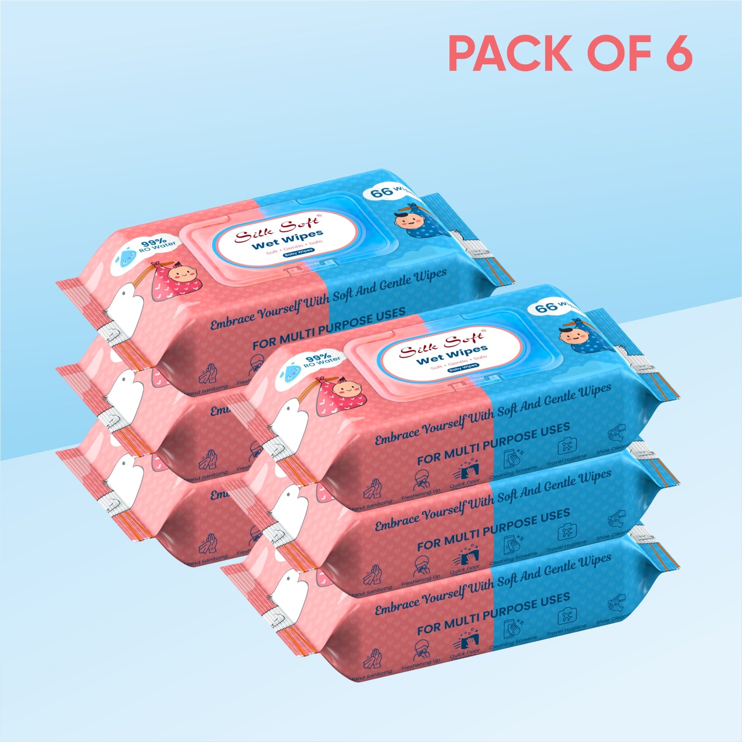 Multipurpose Wet Wipes 66 Pulls silksoftindia